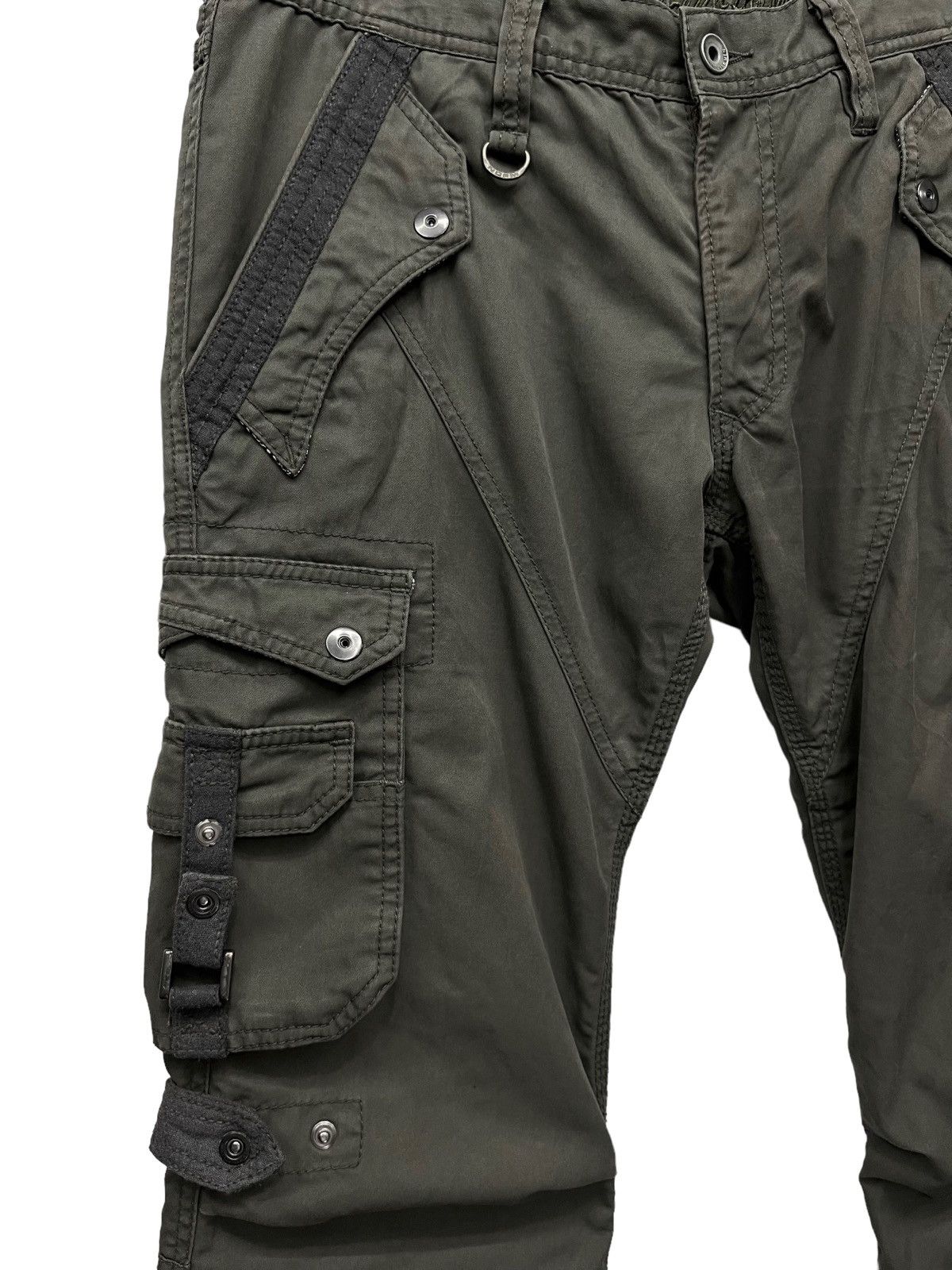 HIDEAWAYS NICOLE Multipocket Bondage Punk Flare Green Army Pants Size US 32 / EU 48 - 3 Thumbnail
