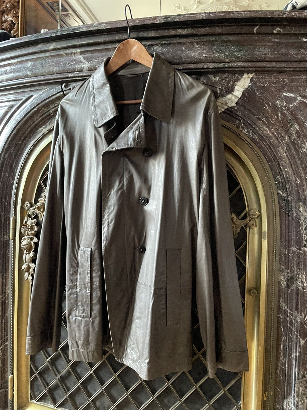 Ann Demeulemeester Brown Leather Coat Jacket Size US L / EU 52-54 / 3 - 2 Thumbnail