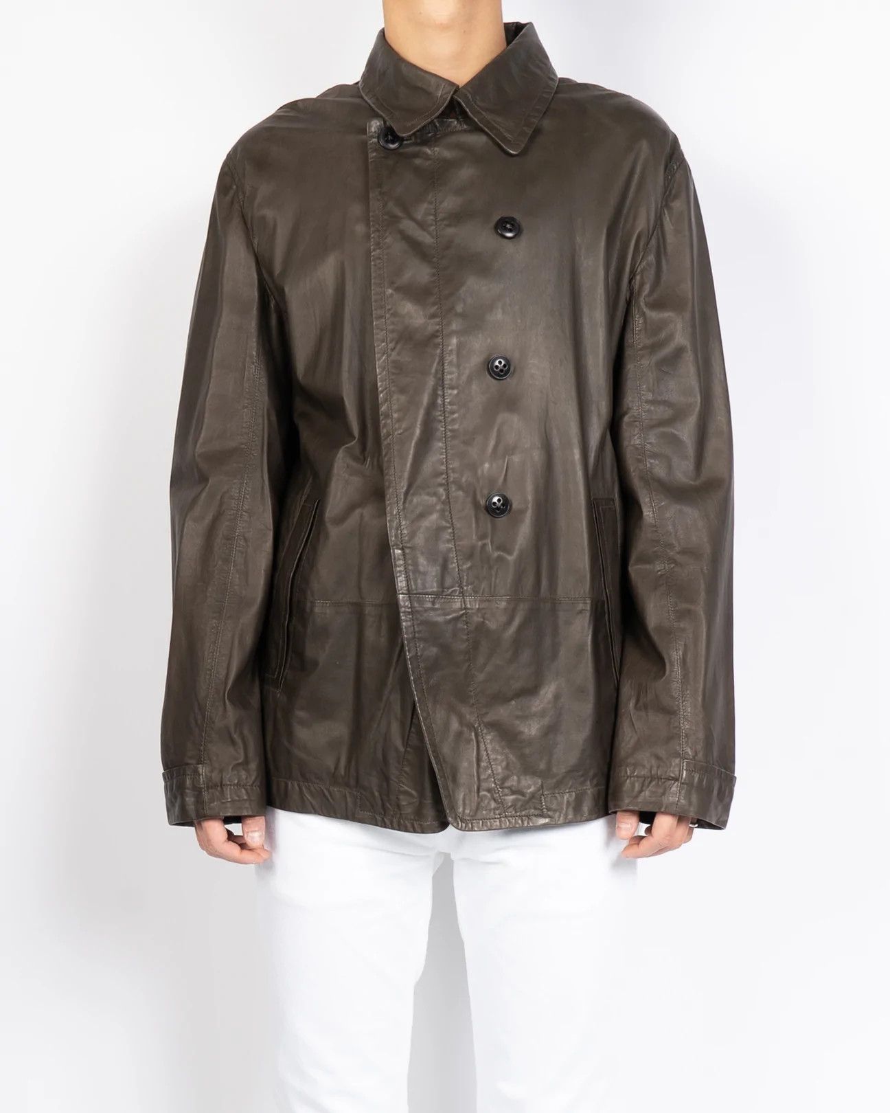 Ann Demeulemeester Brown Leather Coat Jacket Size US L / EU 52-54 / 3 - 10 Thumbnail