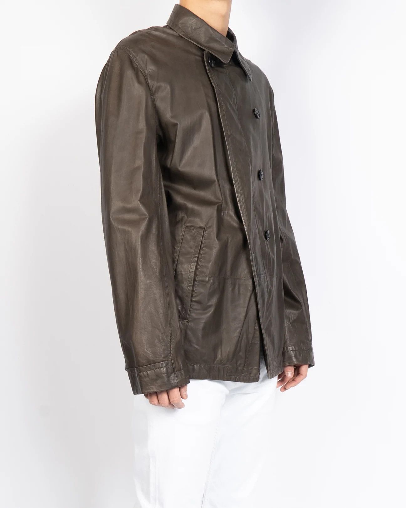 Ann Demeulemeester Brown Leather Coat Jacket Size US L / EU 52-54 / 3 - 11 Thumbnail