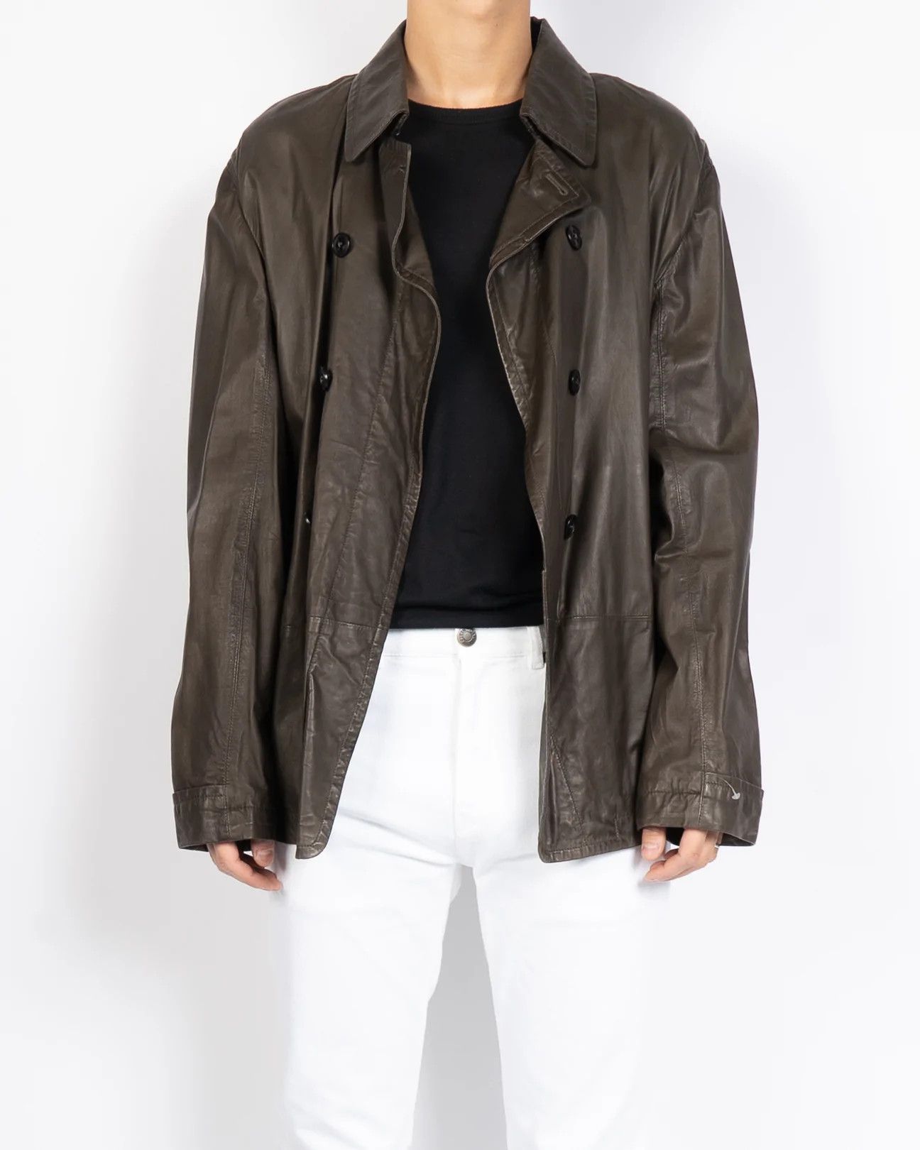 Ann Demeulemeester Brown Leather Coat Jacket Size US L / EU 52-54 / 3 - 9 Thumbnail