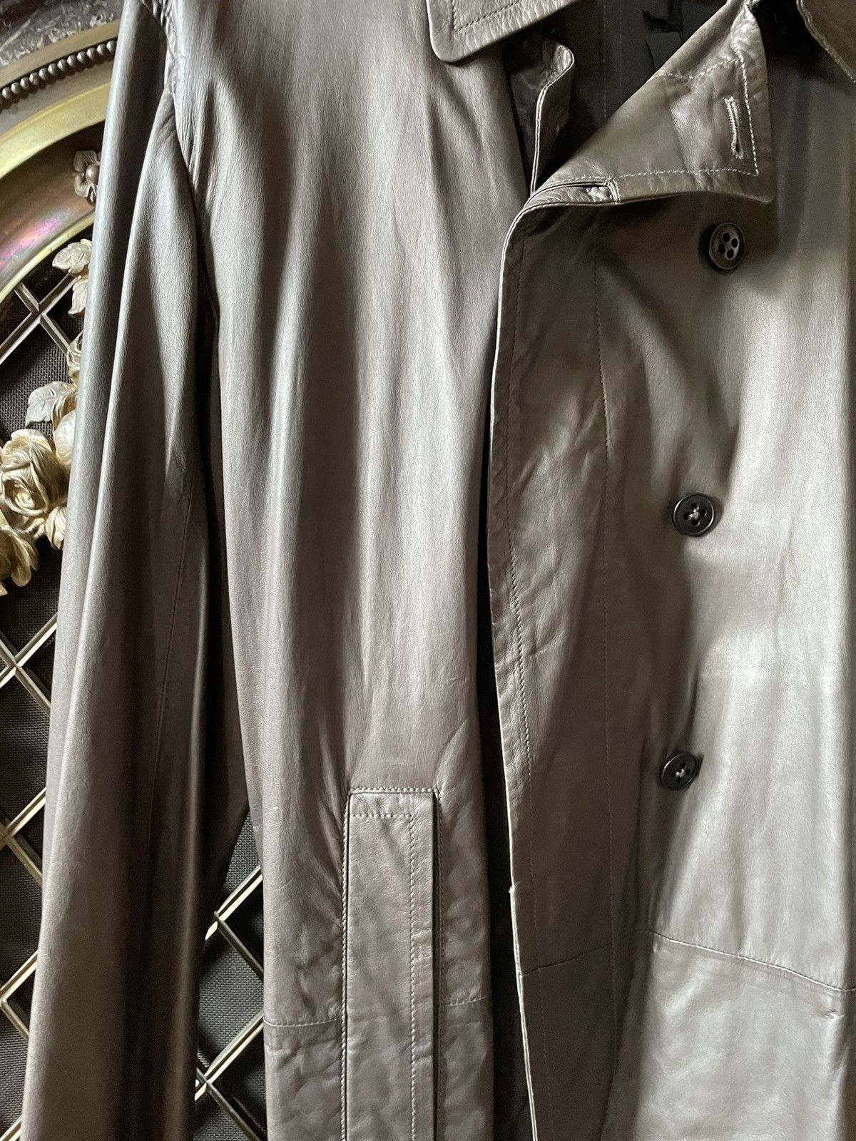 Ann Demeulemeester Brown Leather Coat Jacket Size US L / EU 52-54 / 3 - 3 Thumbnail