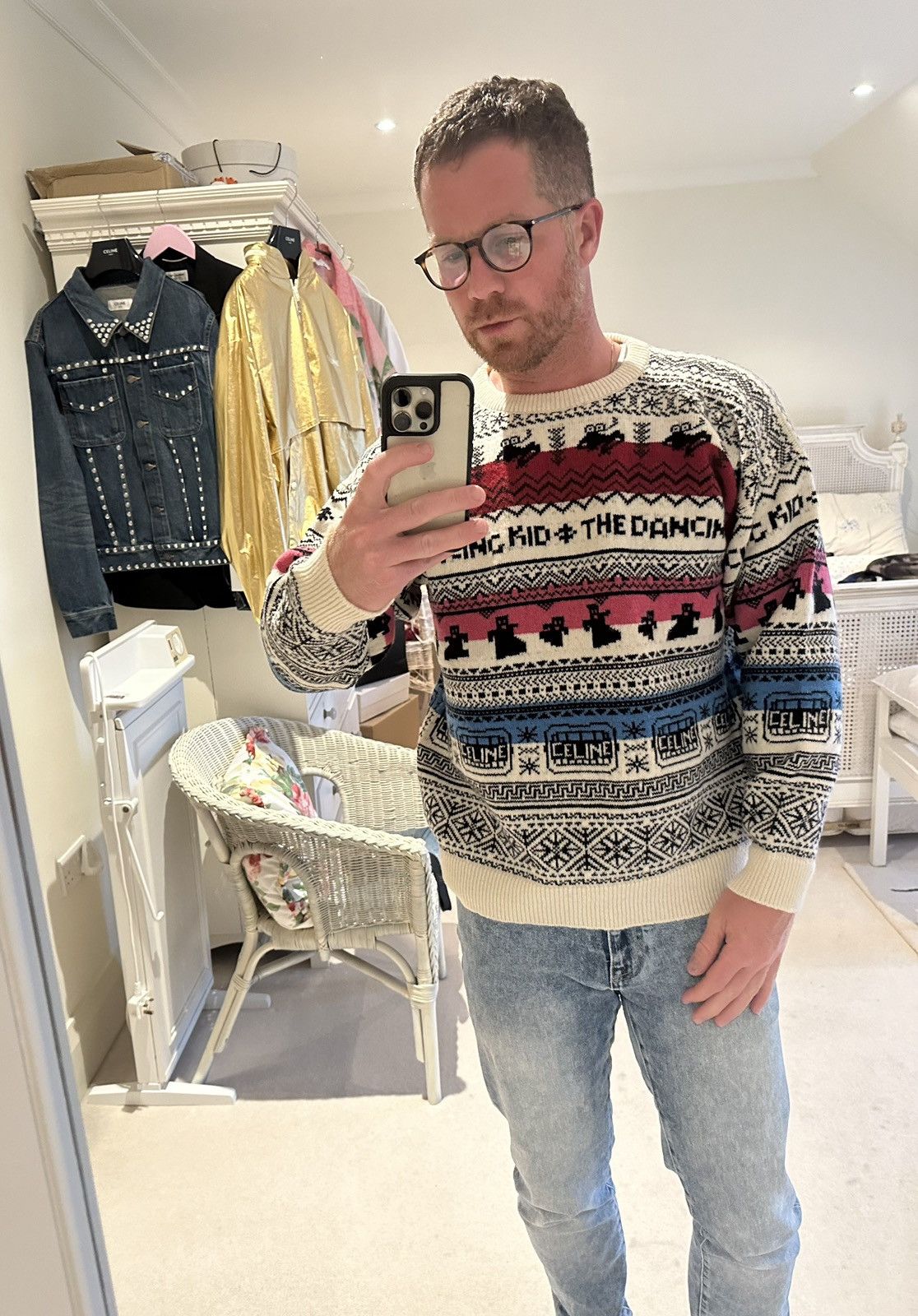 Celine SS21 Celine The Dancing Kid jacquard sweater Hedi Slimane Size US L / EU 52-54 / 3 - 3 Thumbnail