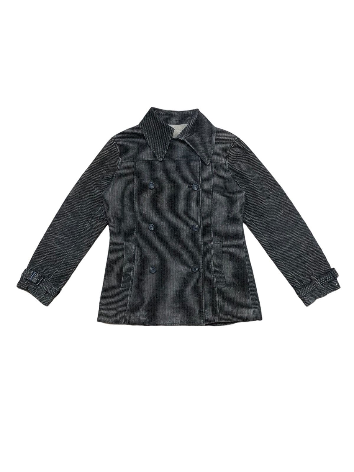 Japanese Brand Vintage Japanese Ubn Line Fleece Coduroy Double Breast Coat Size US S / EU 44-46 / 1 - 1 Thumbnail