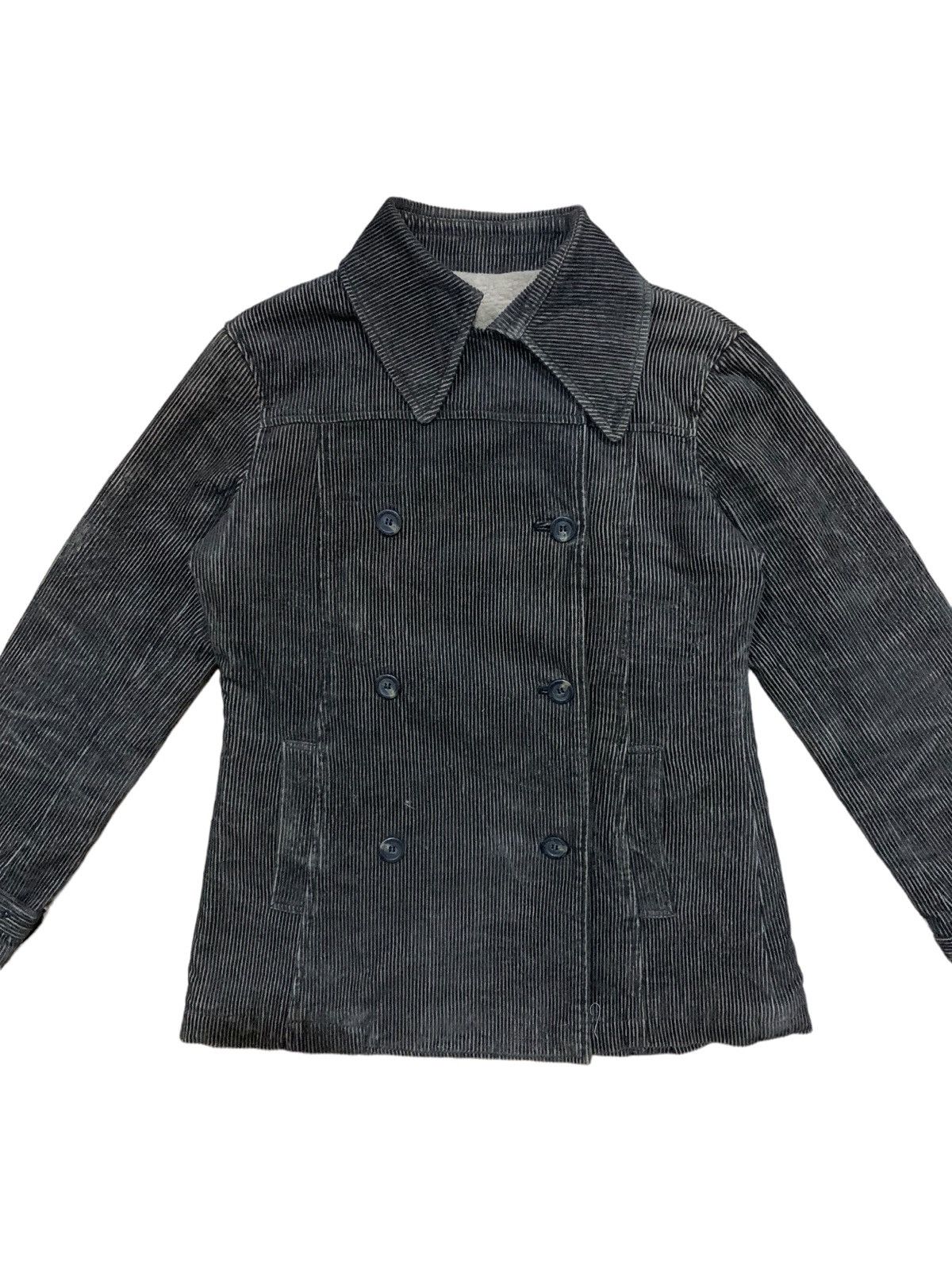 Japanese Brand Vintage Japanese Ubn Line Fleece Coduroy Double Breast Coat Size US S / EU 44-46 / 1 - 4 Thumbnail