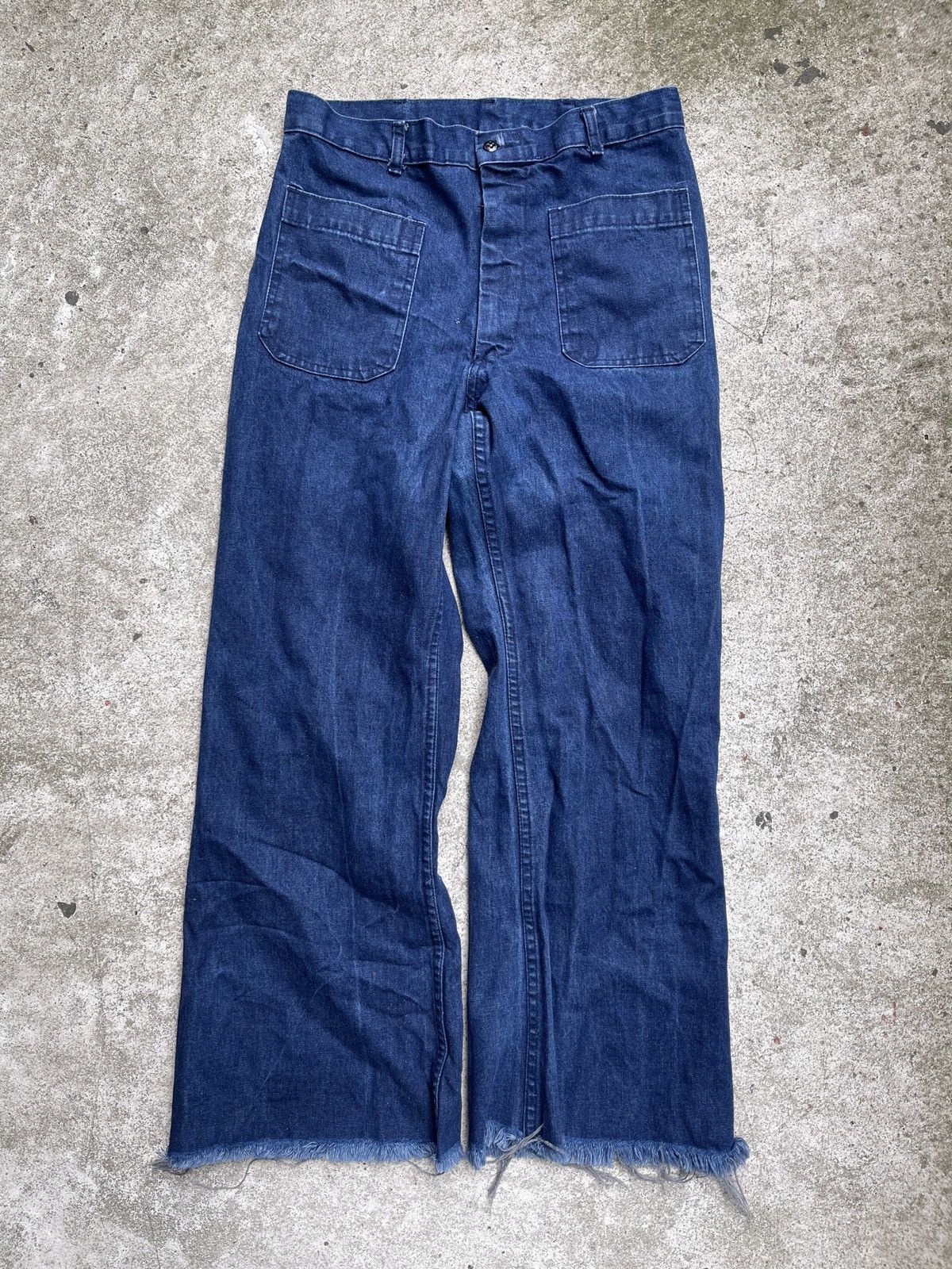 image of Military x Vintage 80's Seafarer Usn Bell Bottom Flare Denim Jeans, Men's (Size 30)