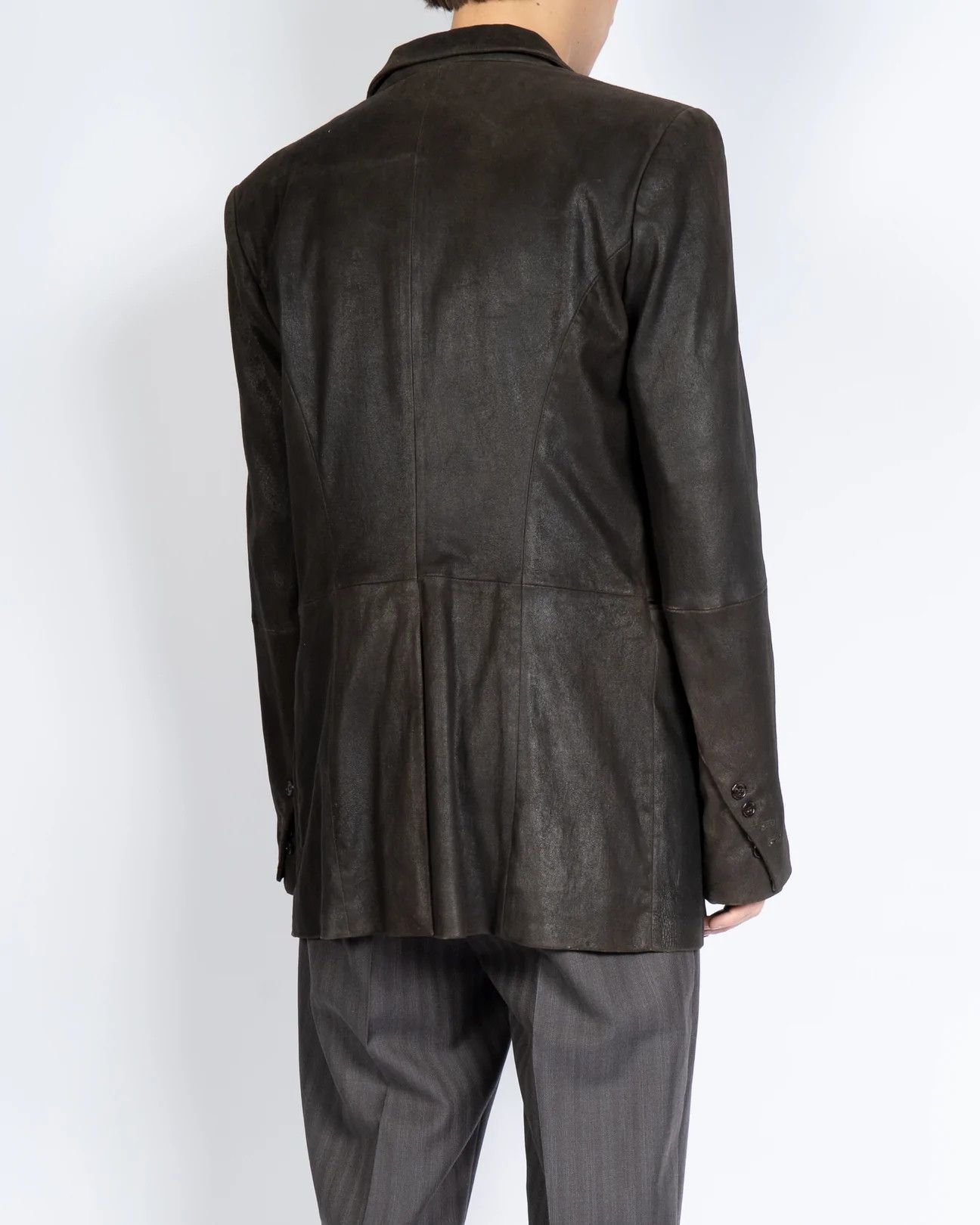 Ann Demeulemeester Brown Soft Leather Blazer Size 48S - 11 Thumbnail