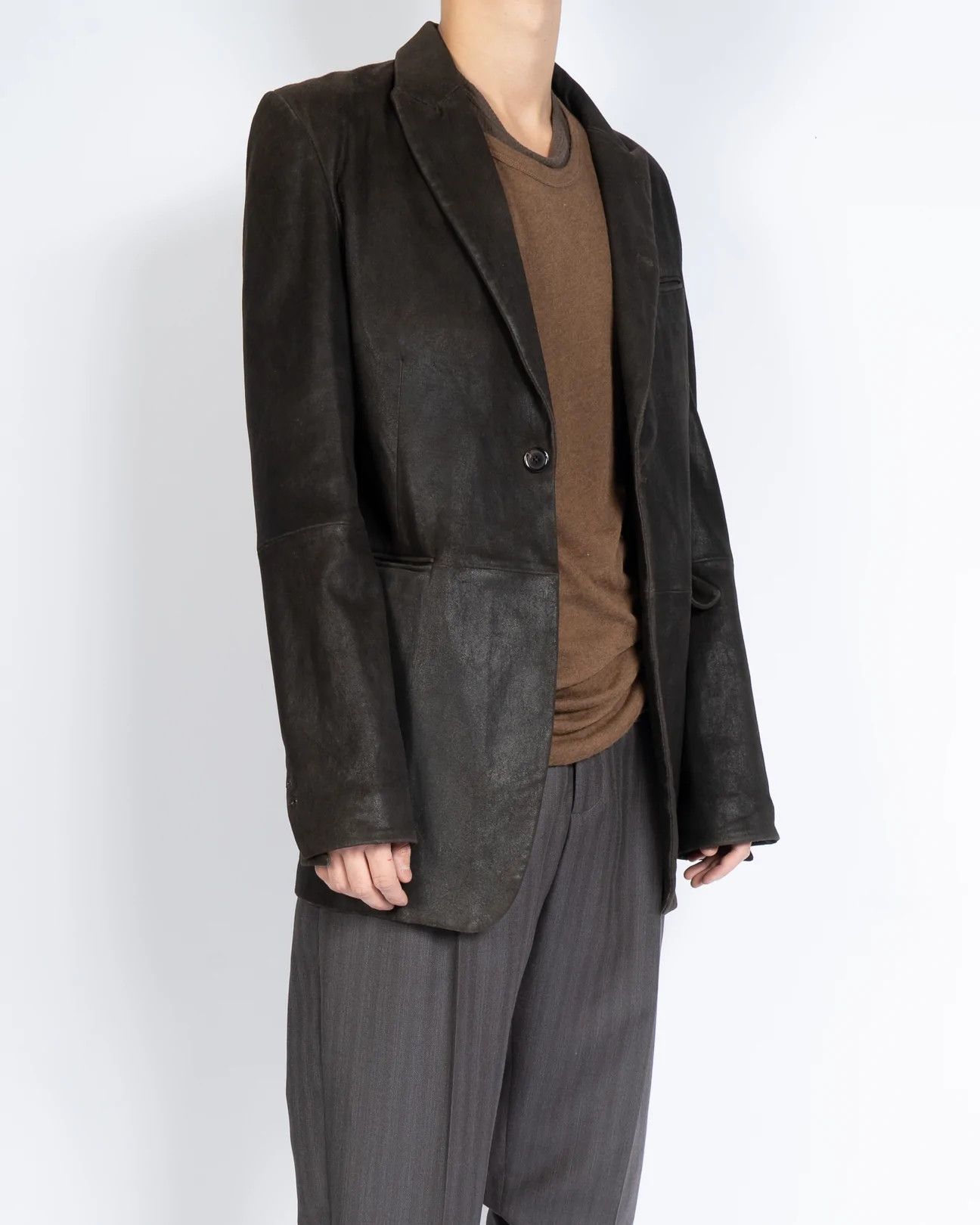 Ann Demeulemeester Brown Soft Leather Blazer Size 48S - 10 Thumbnail