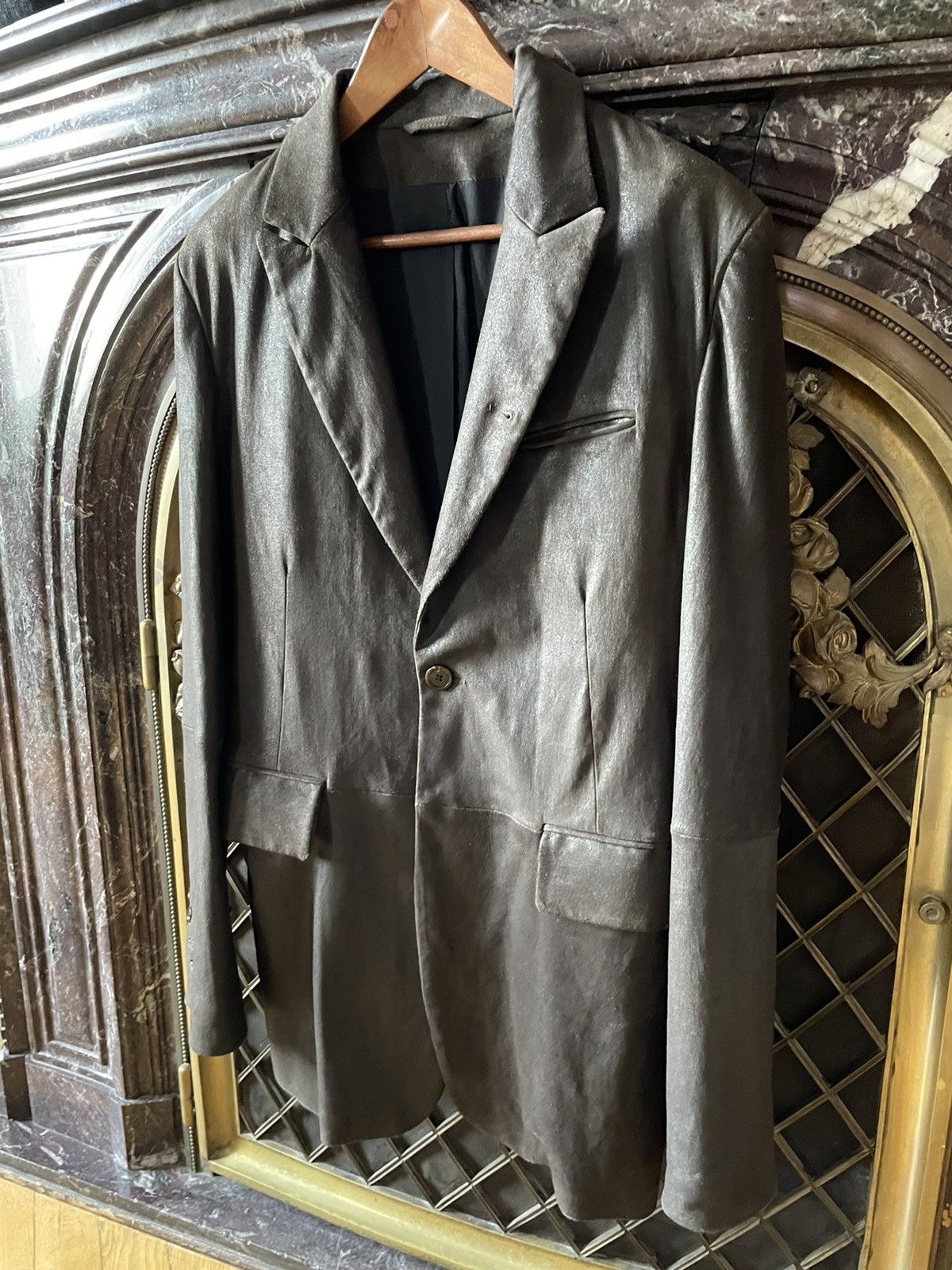 Ann Demeulemeester Brown Soft Leather Blazer Size 48S - 2 Thumbnail