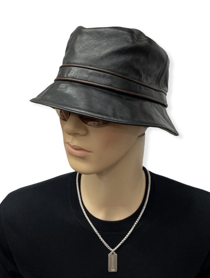 Coach × Genuine Leather × Vintage FIRE SALE!! Vintage COACH Leather Bucket Hat Size ONE SIZE - 3 Thumbnail