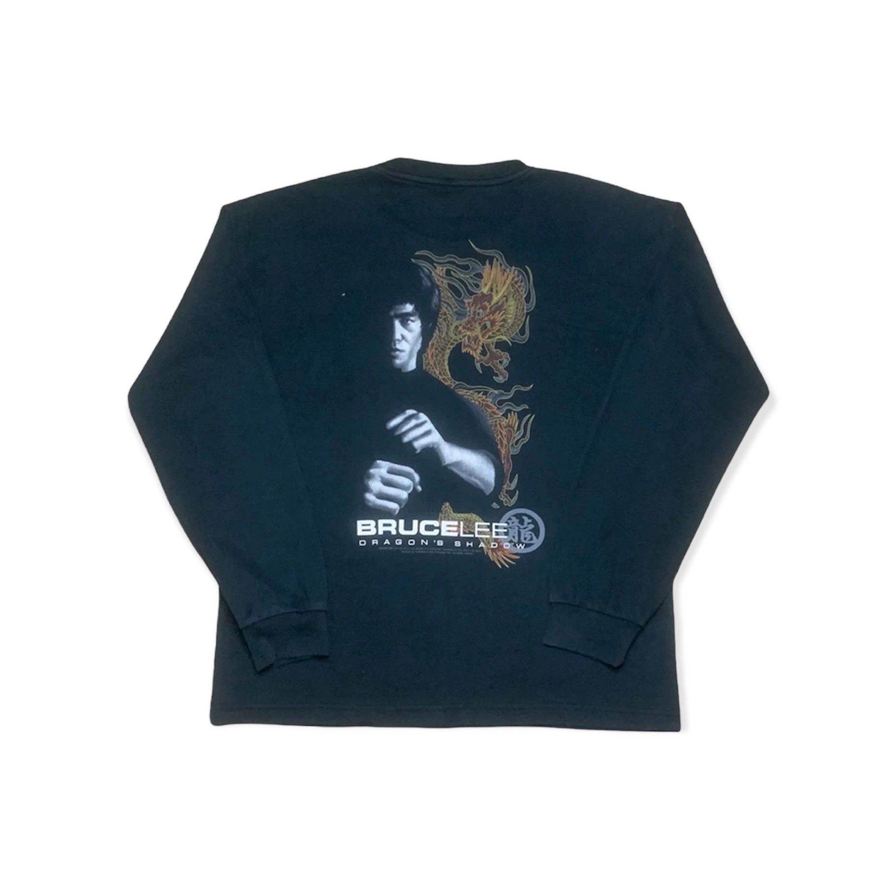 image of Vintage Bruce Lee Dragons Shadow Long Sleeves Promo Tees in Black, Men's (Size Medium)