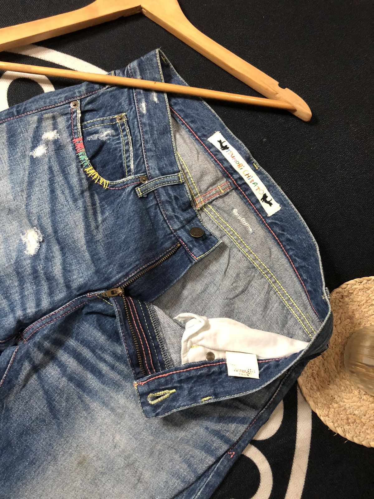 Designer × Issey Miyake × Tsumori Chisato VINTAGE TSUMORI CHISATO ISSEY MIYAKE DISTRESED DENIM JEANS Size US 31 - 3 Thumbnail