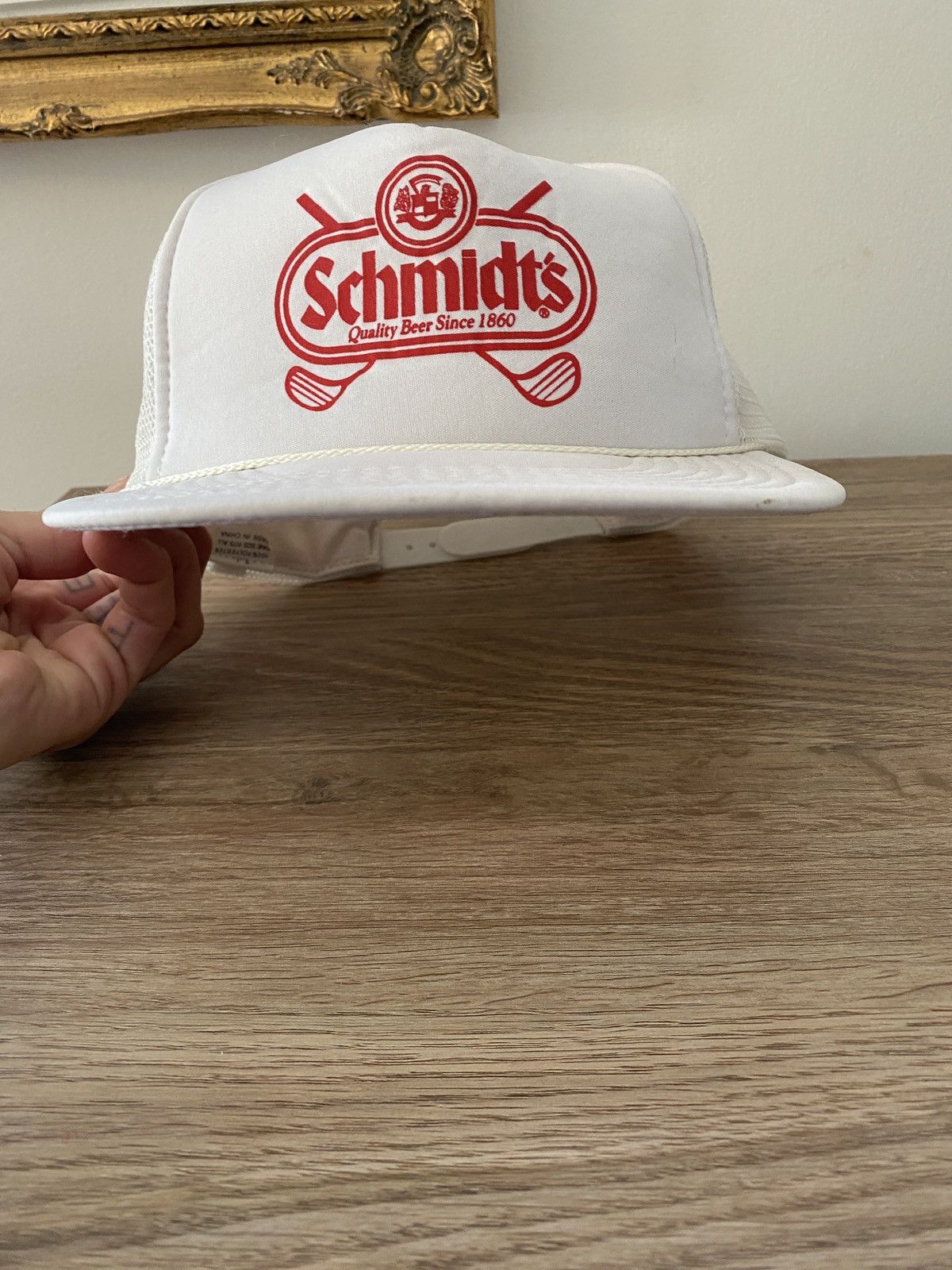 Vintage Vintage 80’s Schmidt’s Beer Golf Trucker Hat Snap Back Cap Size ONE SIZE - 4 Thumbnail