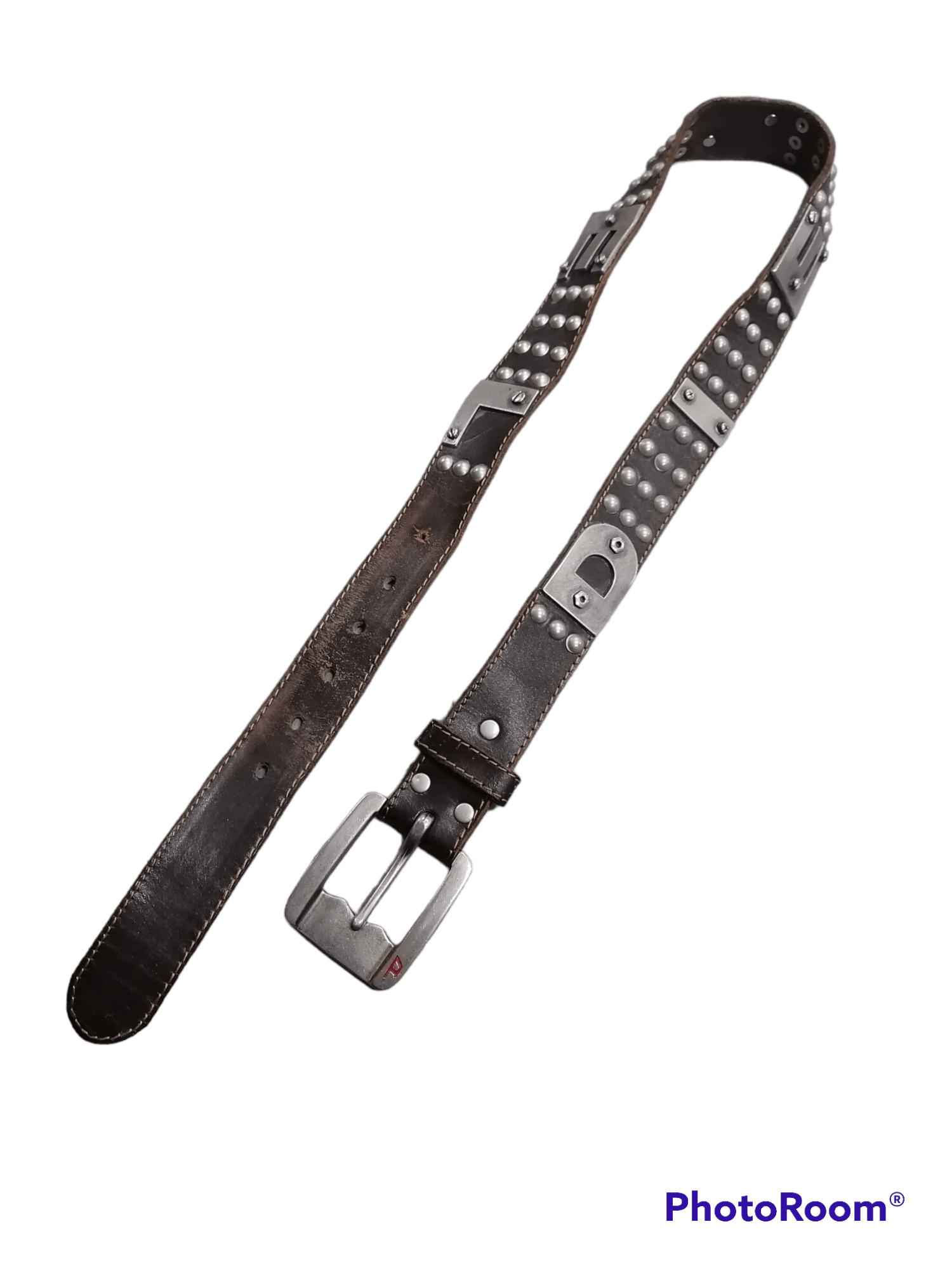 Diesel Men 00S Studded Belt Croc Skull Grunge Y2K Classic