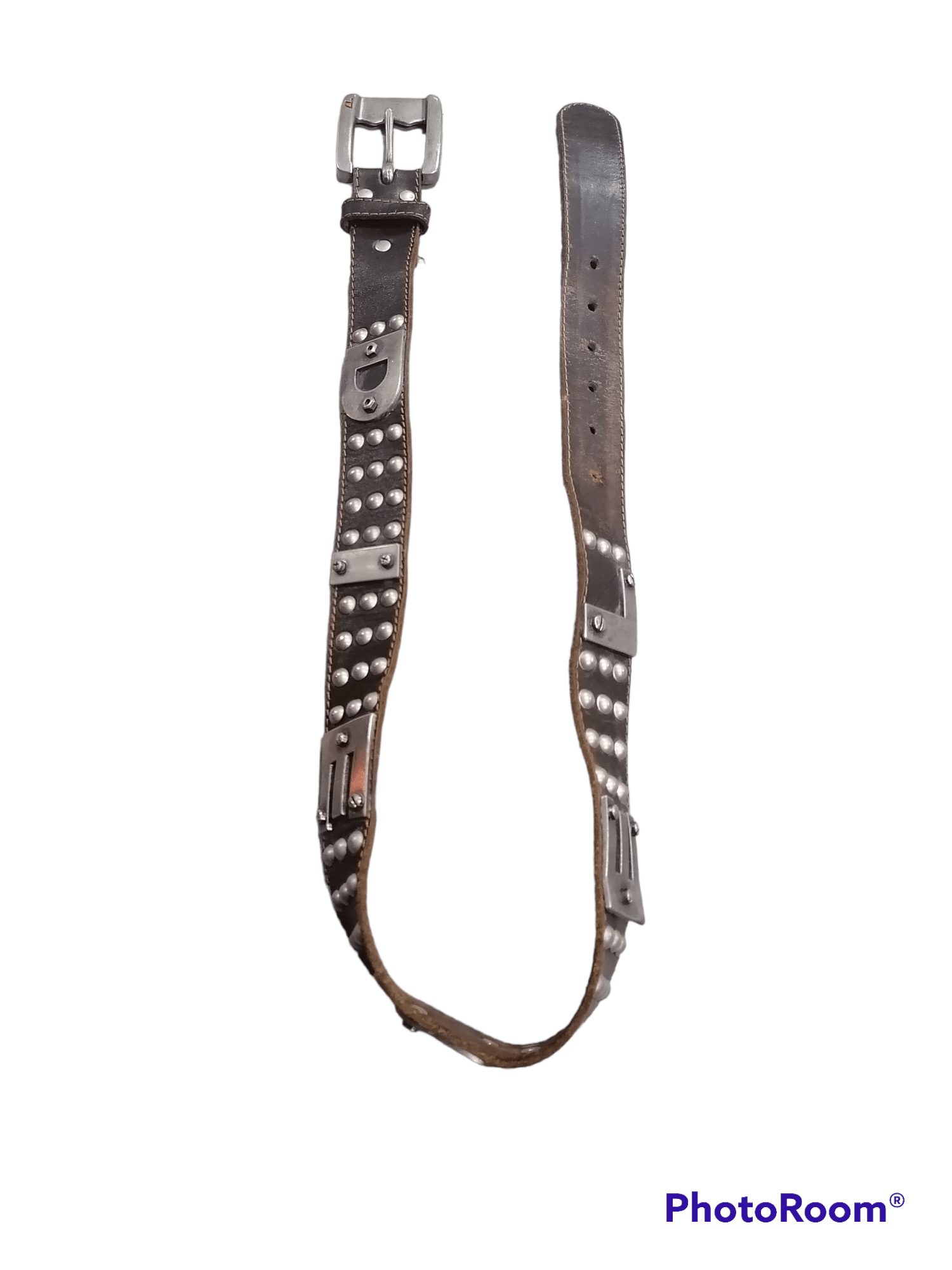 Diesel Rare Diesel Spell Out Buckle Studded Leather Belts Size ONE SIZE - 2 Thumbnail