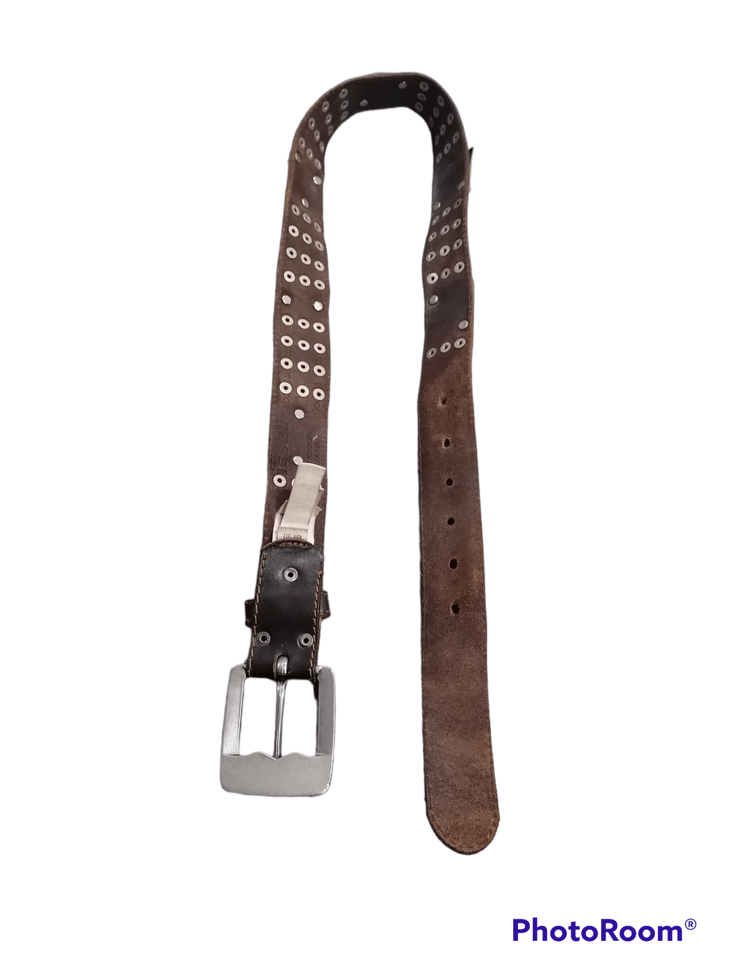 Diesel Rare Diesel Spell Out Buckle Studded Leather Belts Size ONE SIZE - 3 Thumbnail