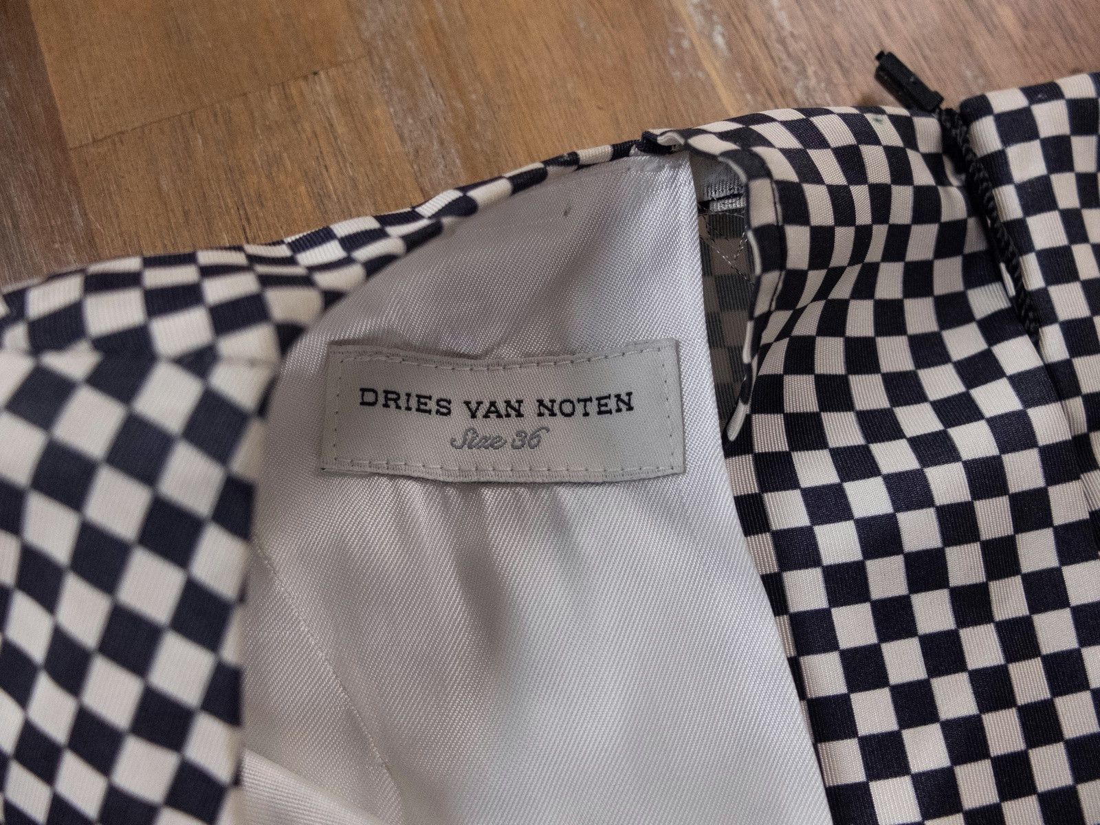 Dries Van Noten DRIES VAN NOTEN black white checker plaid silk midi dress Size XS / US 0-2 / IT 36-38 - 3 Thumbnail