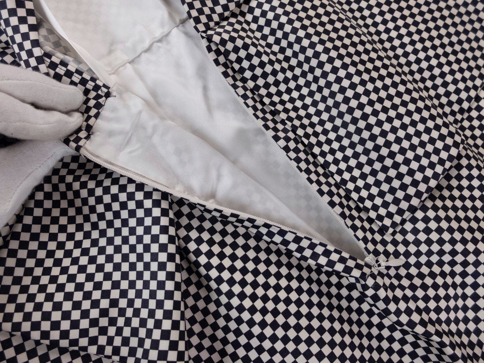 Dries Van Noten DRIES VAN NOTEN black white checker plaid silk midi dress Size XS / US 0-2 / IT 36-38 - 8 Thumbnail