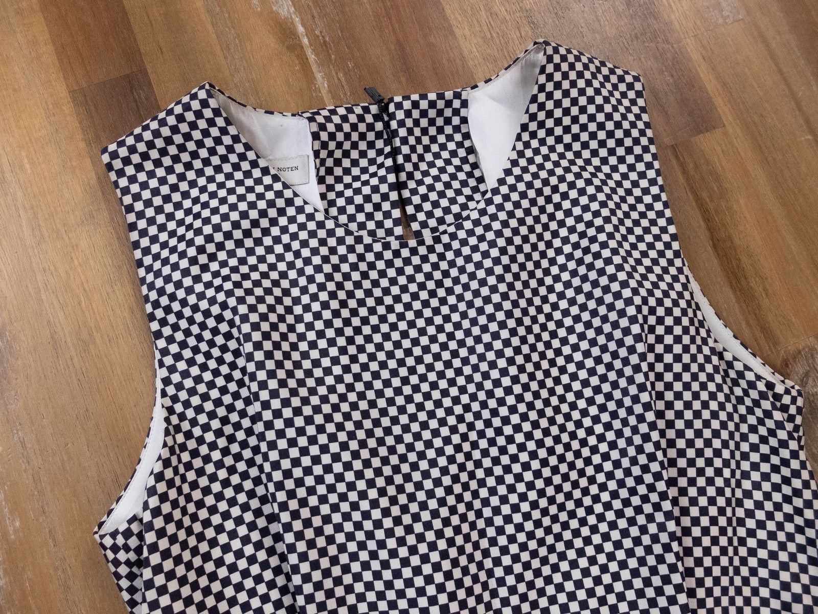 Dries Van Noten DRIES VAN NOTEN black white checker plaid silk midi dress Size XS / US 0-2 / IT 36-38 - 2 Thumbnail