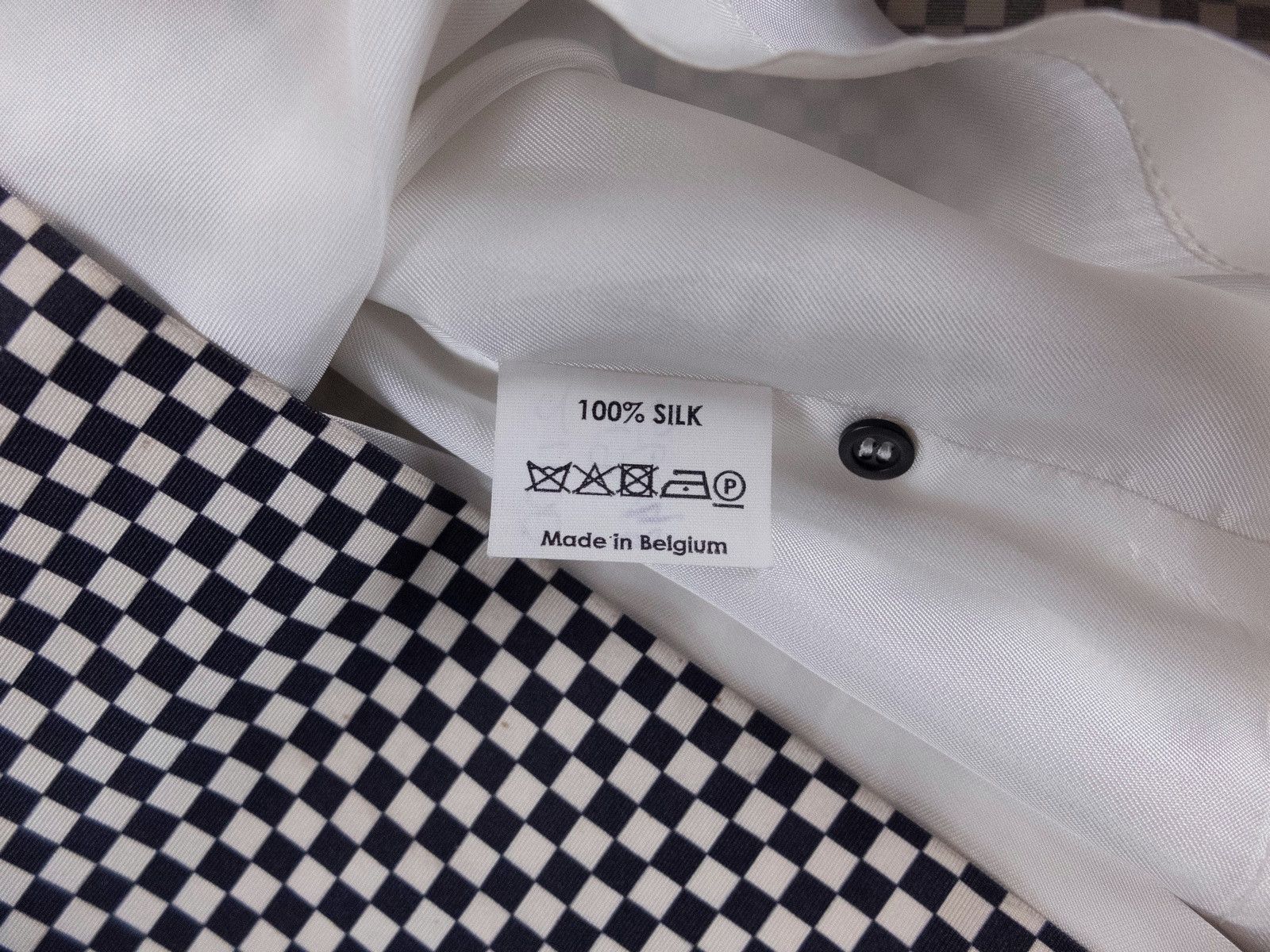 Dries Van Noten DRIES VAN NOTEN black white checker plaid silk midi dress Size XS / US 0-2 / IT 36-38 - 6 Thumbnail