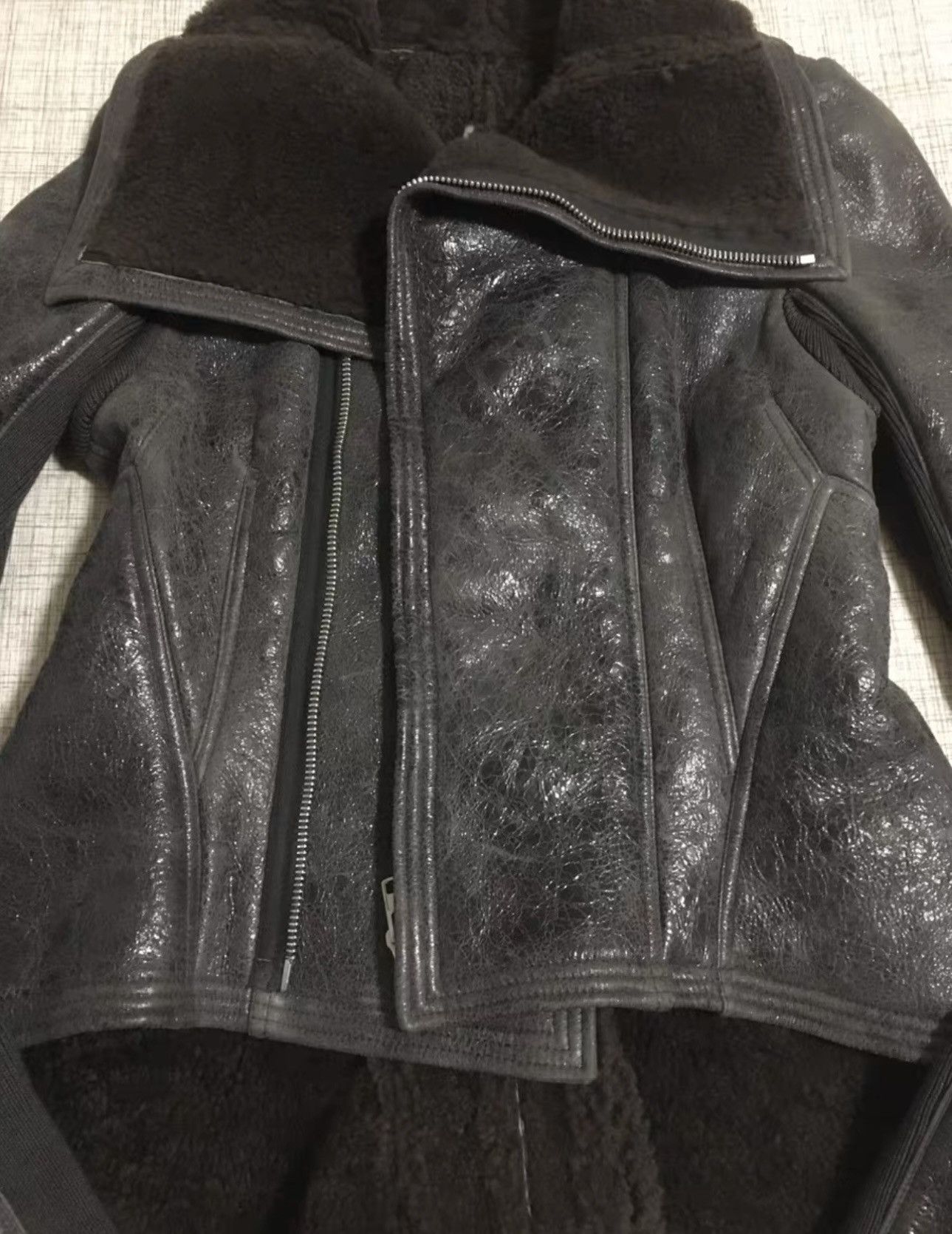 Rick Owens Leather fur jacket