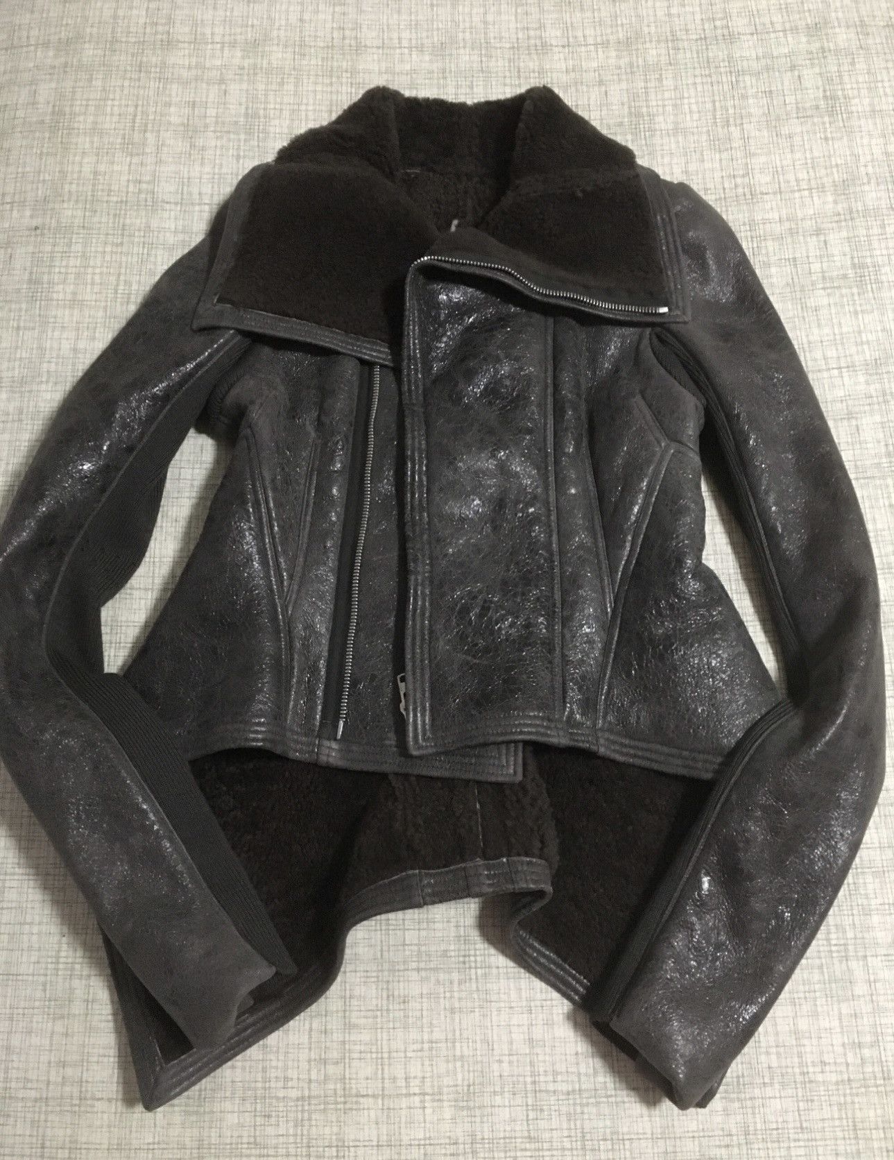 leather fur jacket rickowens風 Rick Owens Leather fur jacket