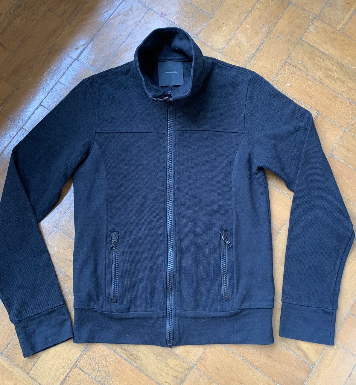 Japan made black Knit Cotton Zipper Front Jacket