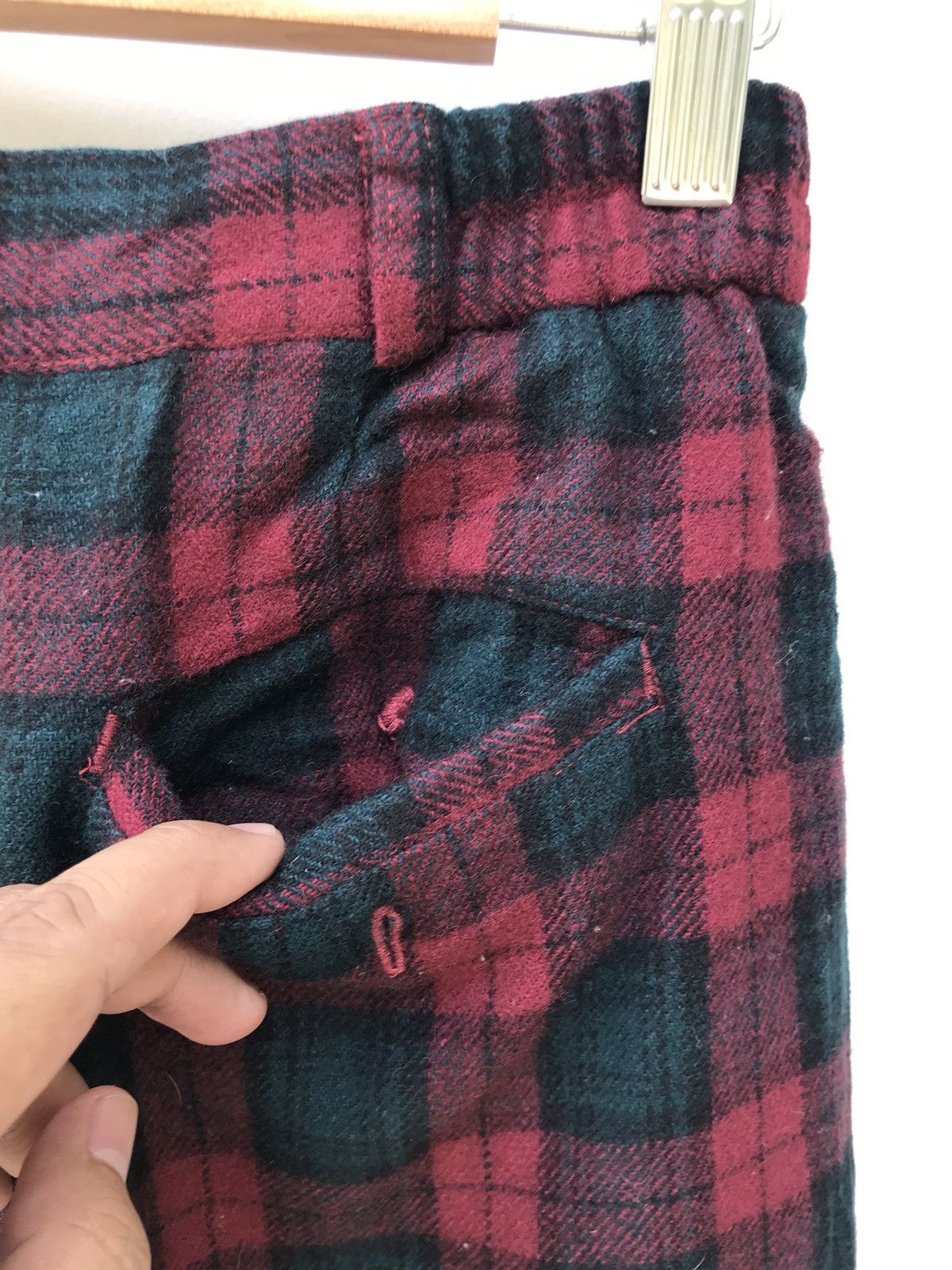 Japanese Brand Vintage Japanese Wool Baggy Cropped Checkered Pants Size US 26 / EU 42 - 7 Thumbnail