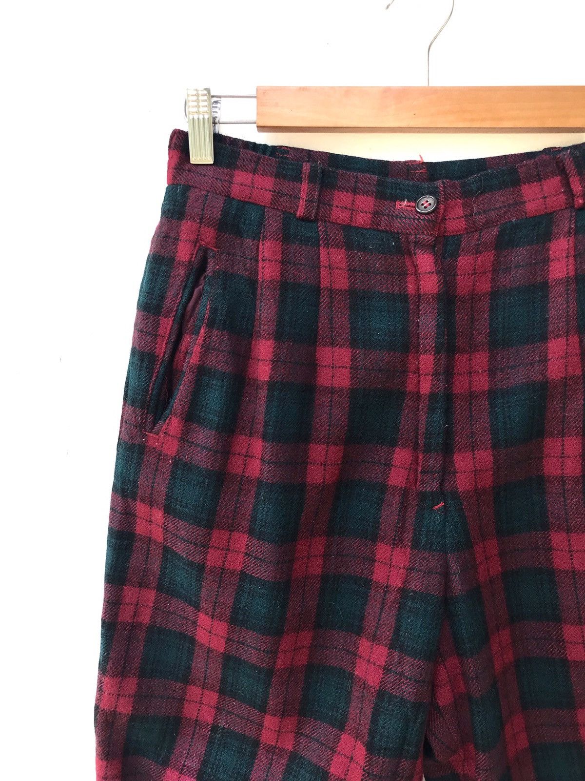 Japanese Brand Vintage Japanese Wool Baggy Cropped Checkered Pants Size US 26 / EU 42 - 3 Thumbnail