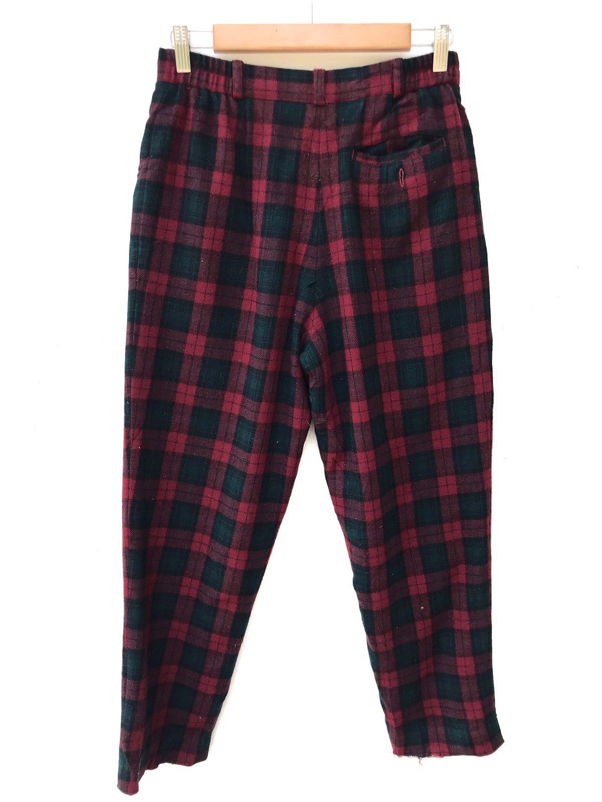Japanese Brand Vintage Japanese Wool Baggy Cropped Checkered Pants Size US 26 / EU 42 - 2 Thumbnail