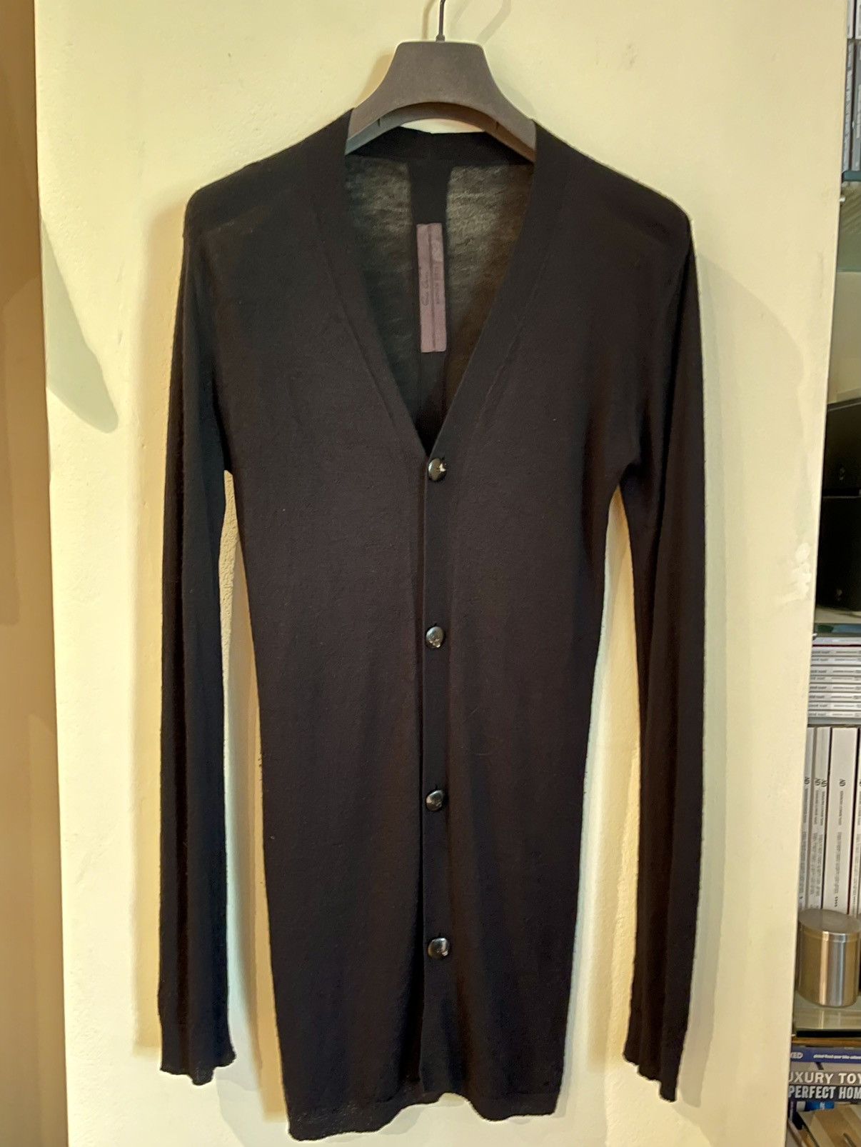 image of Rick Owens Black Cardigan, Men's (Size XS)