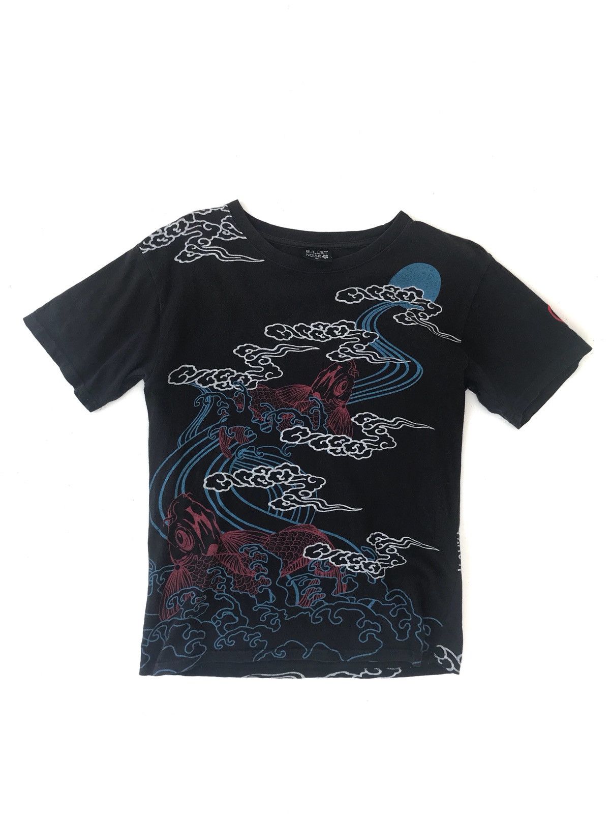 image of Sukajan T Shirts Bullet Noise Koi Fish Sukajan T-Shirt in Black, Men's (Size Medium)