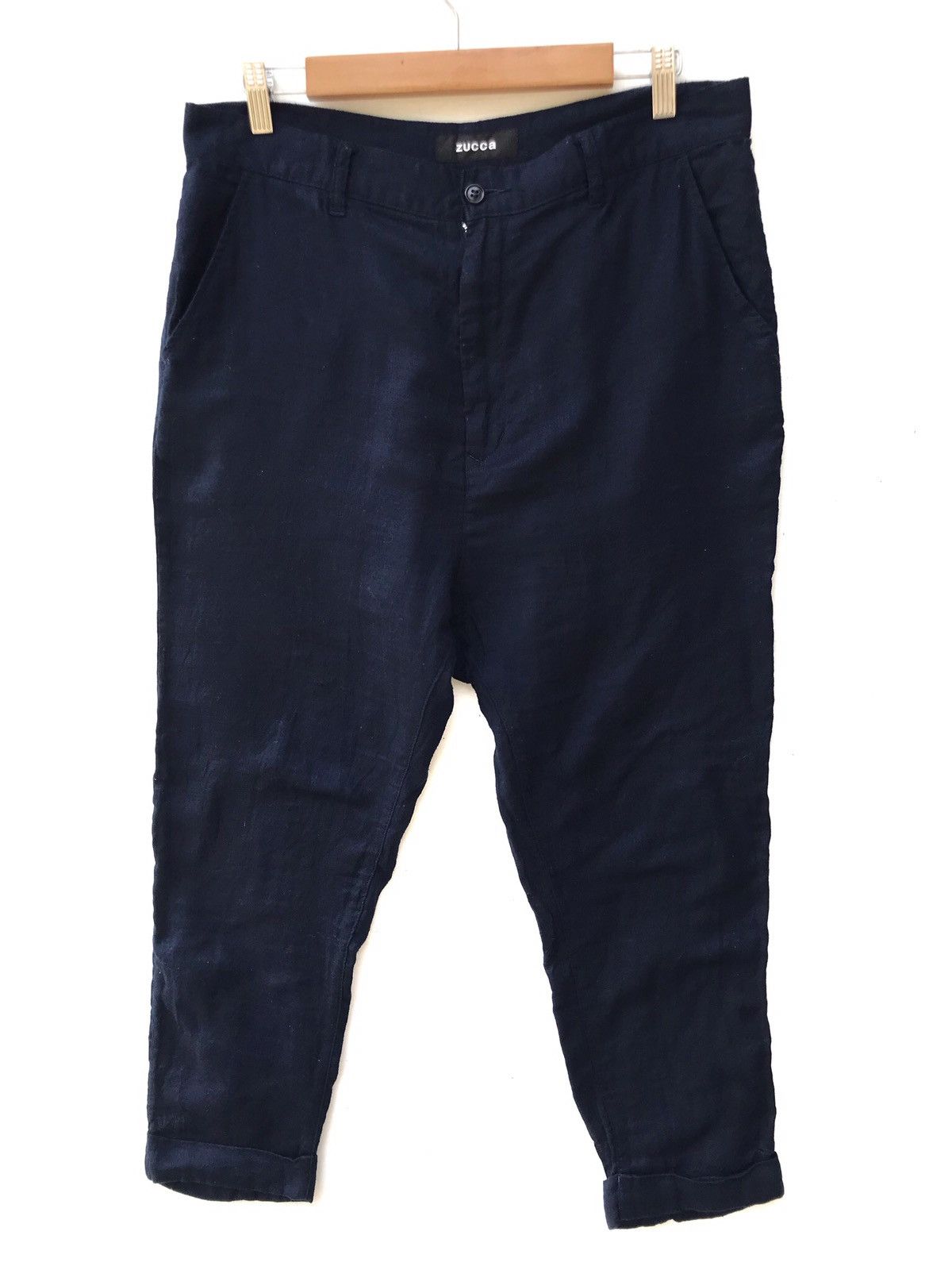 CABANE de ZUCCa ZUCCA Made In Japan Navy Dark Blue Baggy Cropped Pants Size US 33 - 1 Thumbnail
