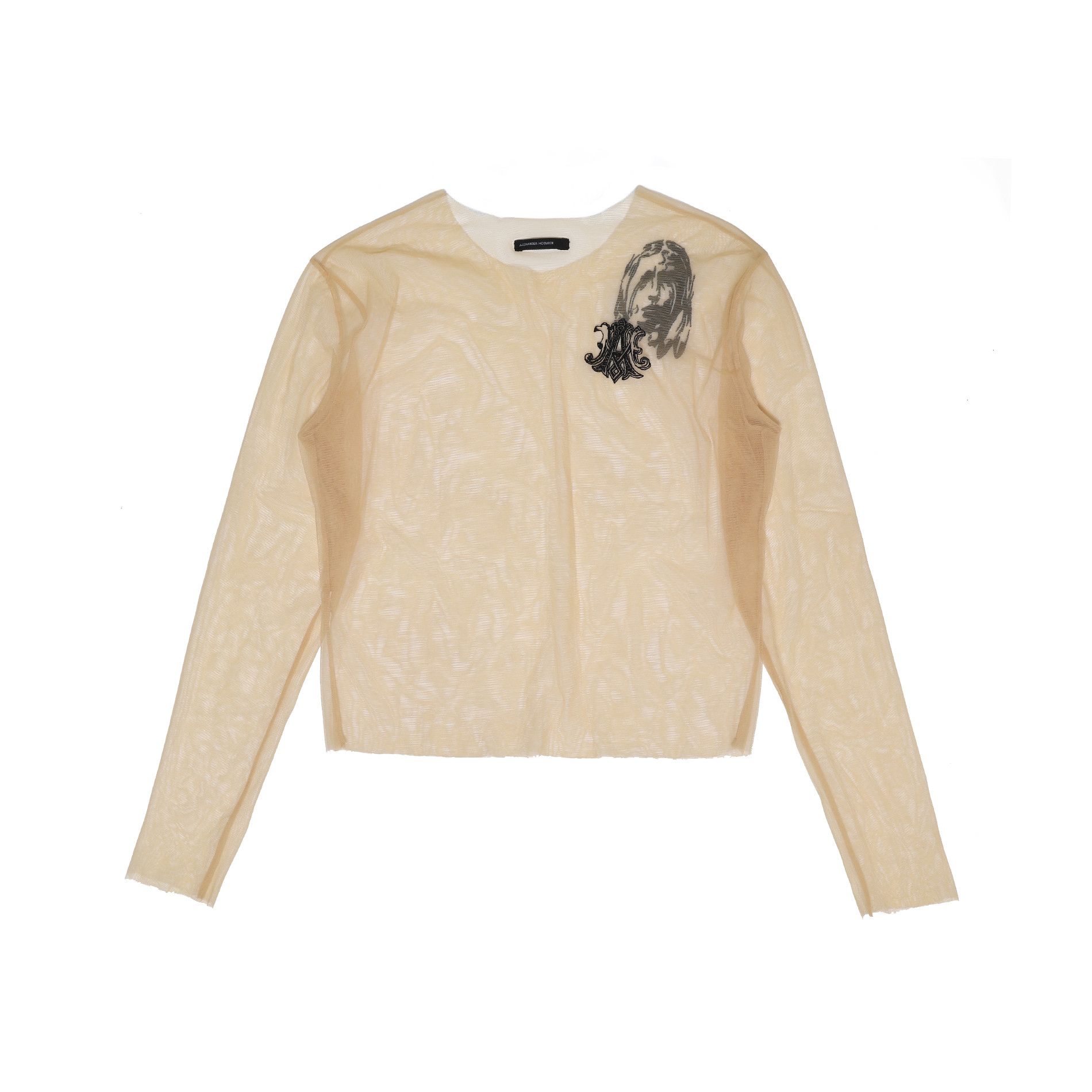 image of Alexander Mcqueen Ss96 Embroidered Sheer Longsleeve in Beige, Women's (Size Medium)