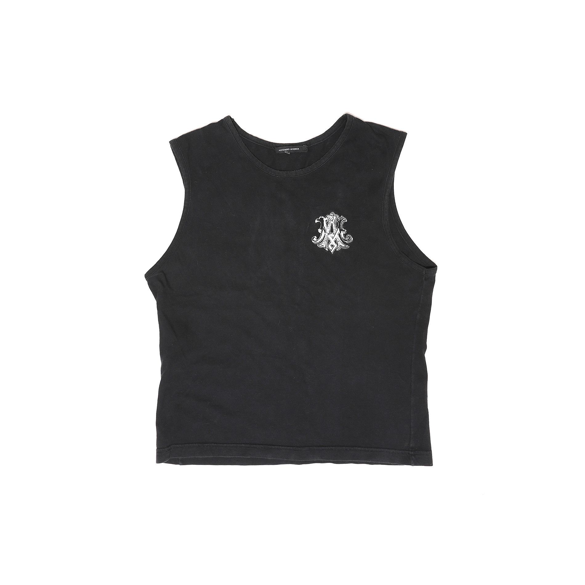 image of Alexander Mcqueen Ss96 Embroidered Black Tank Top, Women's (Size Medium)