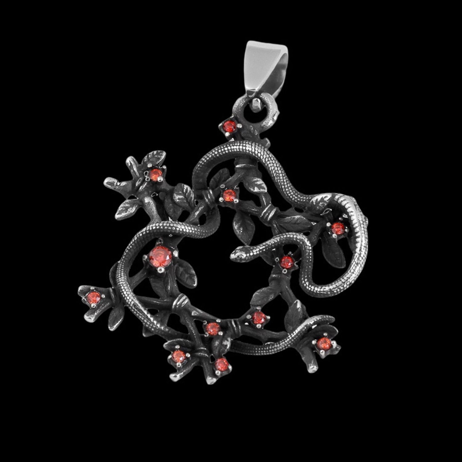 Jewelry Red Stone Snake Pendant Necklace Size ONE SIZE - 2 Thumbnail