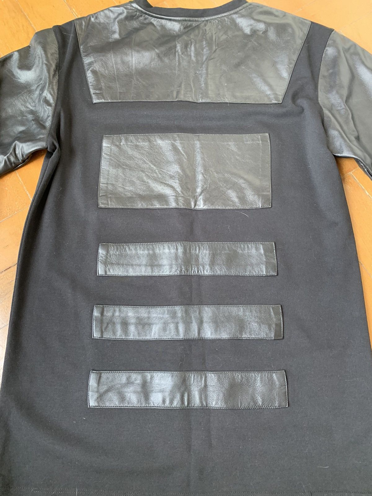 Pyer Moss $700 Black lamb leather panel cotton sweatshirt Made In USA Size US M / EU 48-50 / 2 - 12 Thumbnail