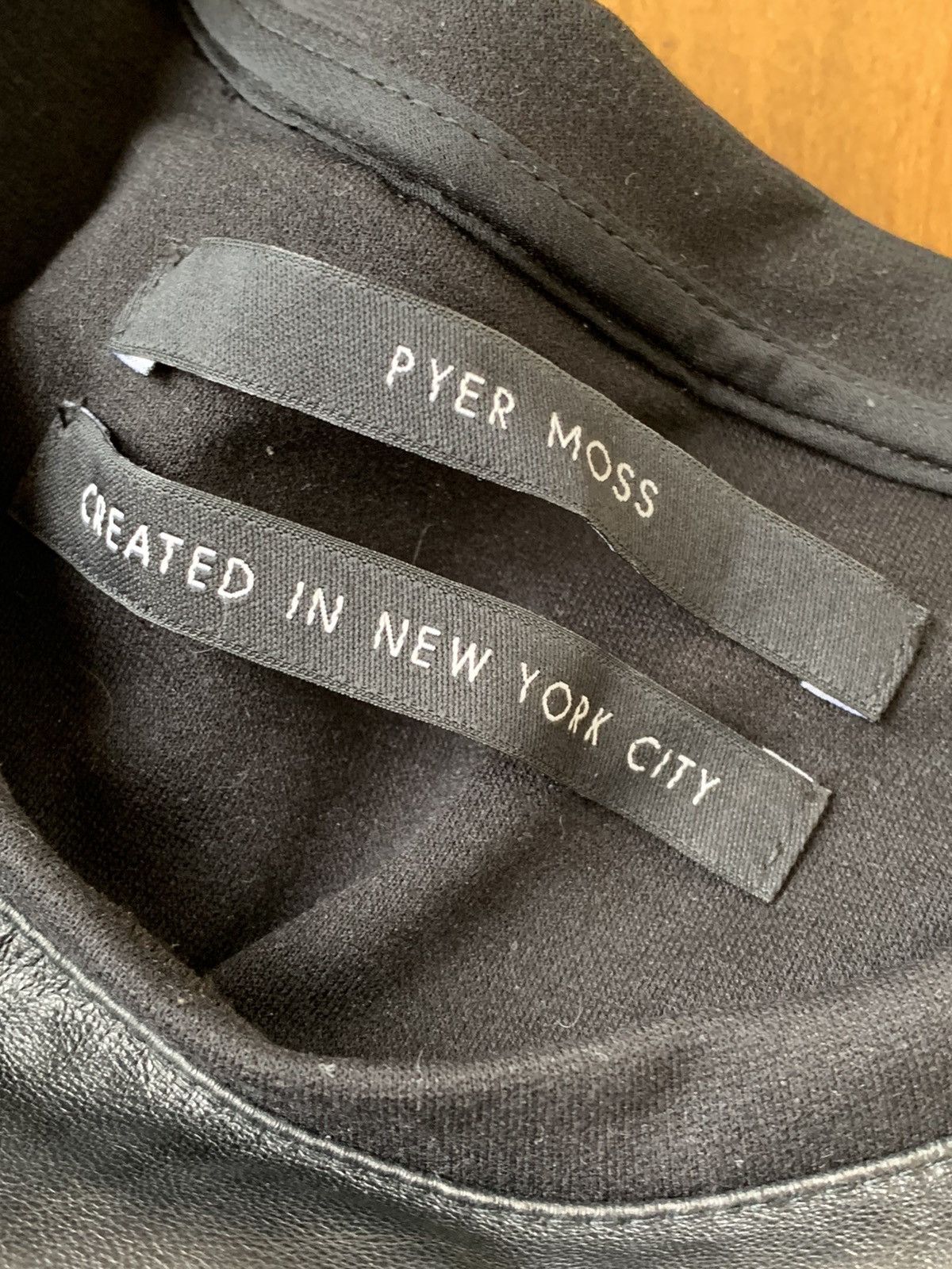 Pyer Moss $700 Black lamb leather panel cotton sweatshirt Made In USA Size US M / EU 48-50 / 2 - 10 Thumbnail