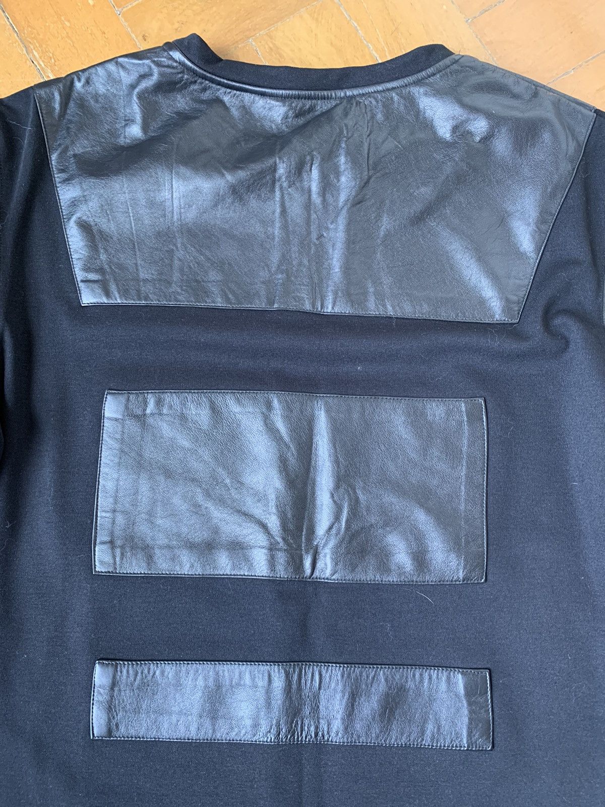 Pyer Moss $700 Black lamb leather panel cotton sweatshirt Made In USA Size US M / EU 48-50 / 2 - 13 Thumbnail