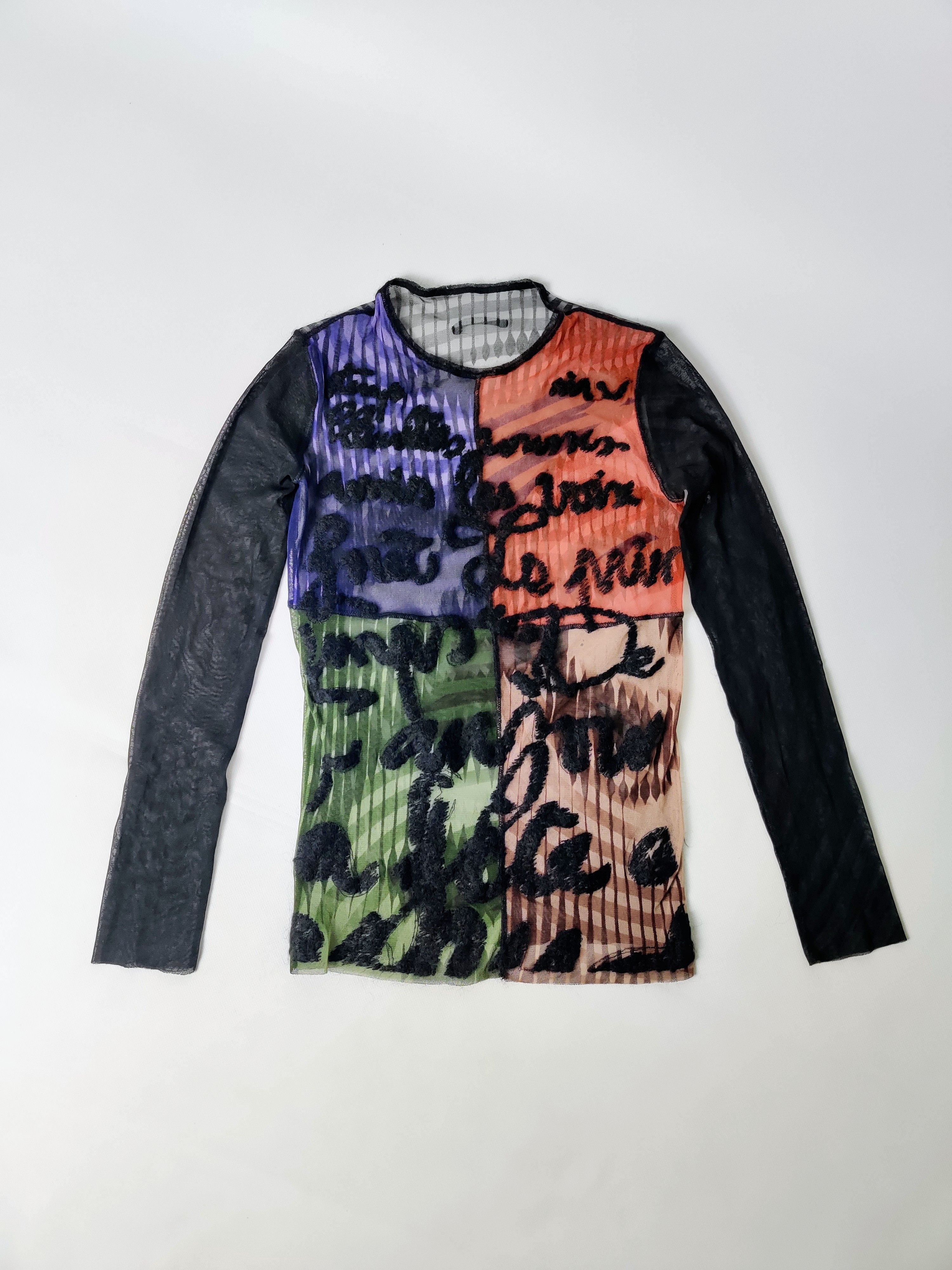image of Jean Paul Gaultier Mesh Marlene Dietrich Greta Garbo Top in Black, Women's (Size Medium)
