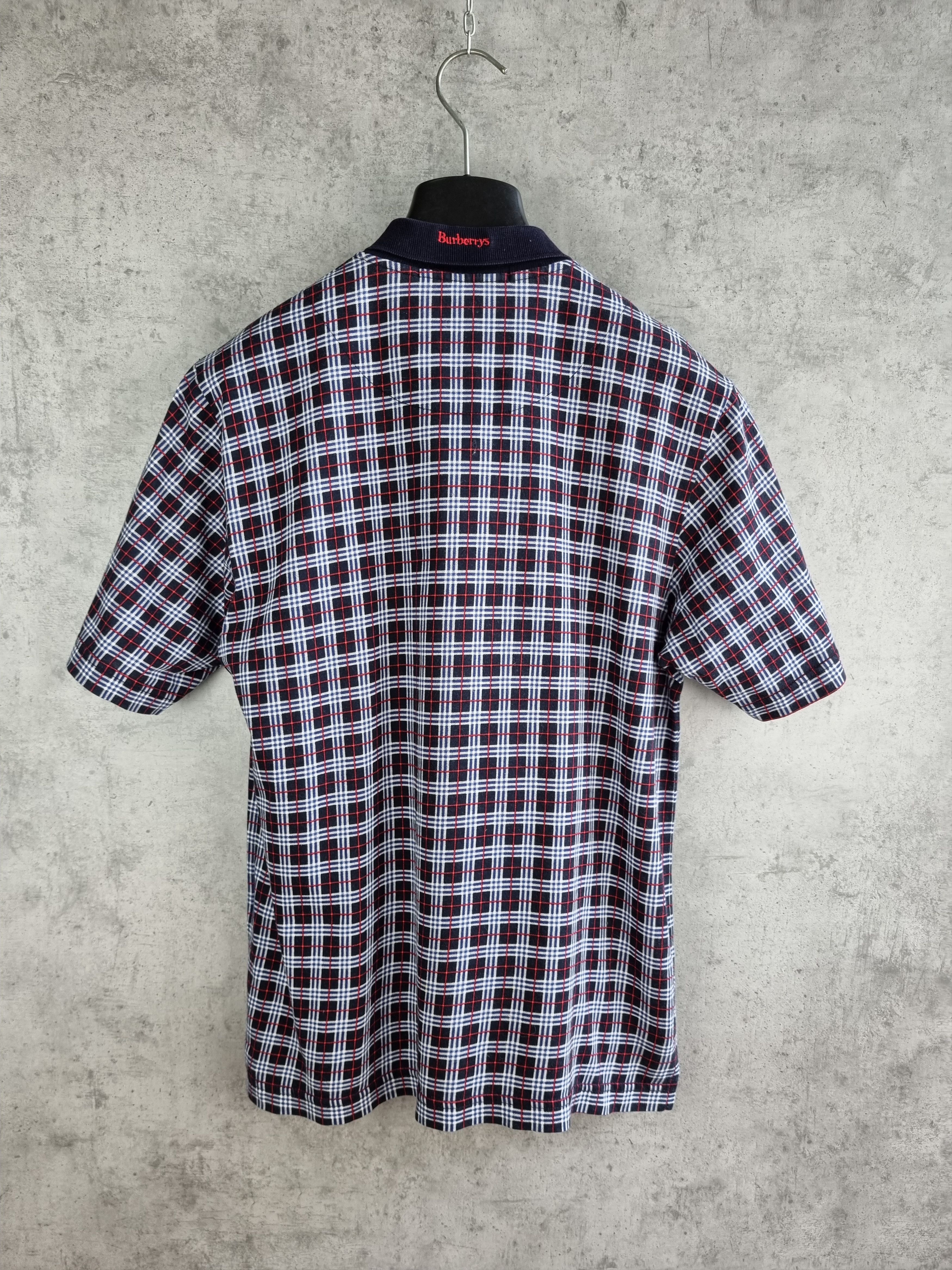 Burberry × Burberry Prorsum × Vintage 80s Vintage Burberrys Polo Tee Plaid Shirt in blue Size US S / EU 44-46 / 1 - 11 Thumbnail