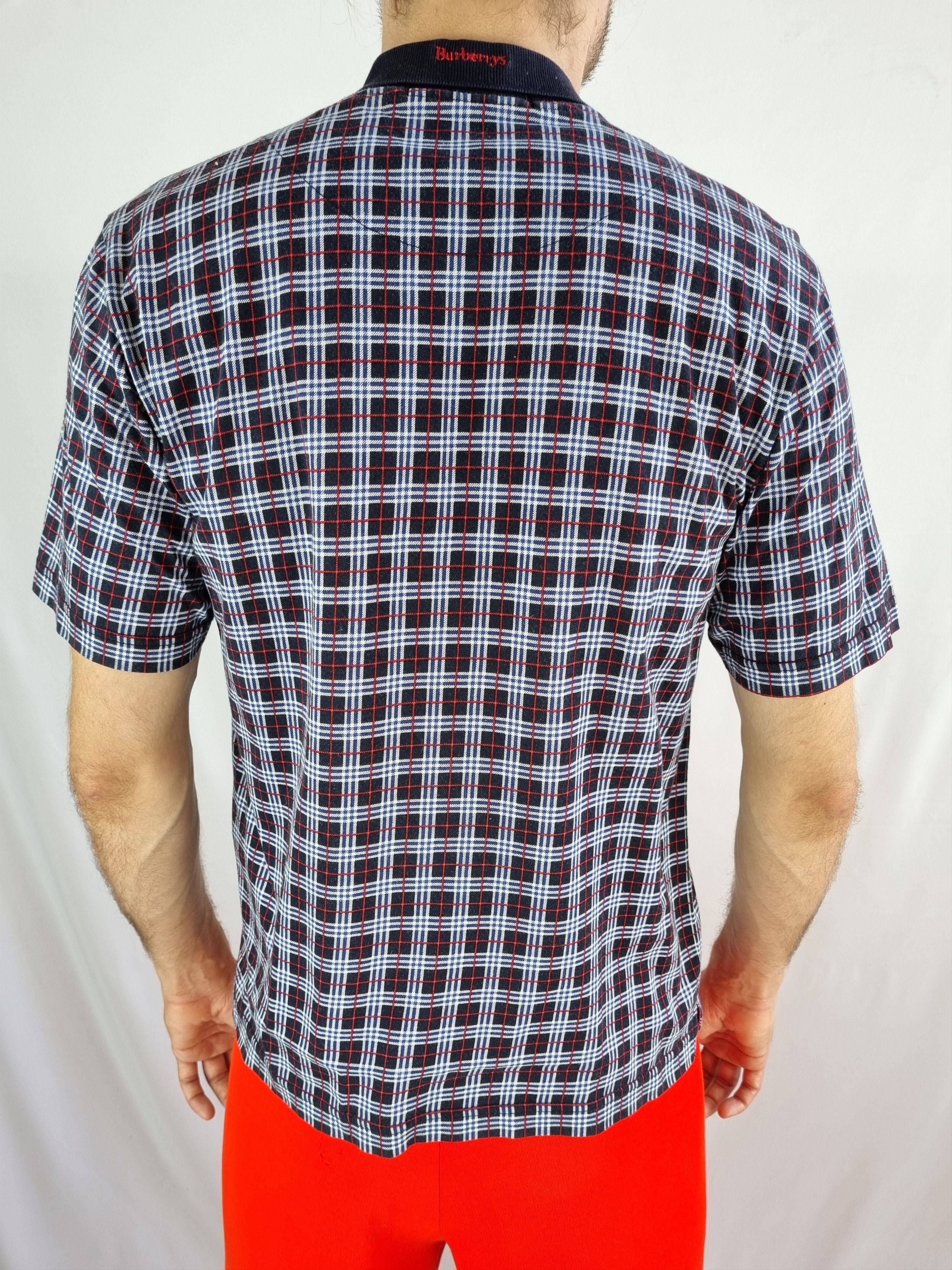 Burberry × Burberry Prorsum × Vintage 80s Vintage Burberrys Polo Tee Plaid Shirt in blue Size US S / EU 44-46 / 1 - 10 Thumbnail
