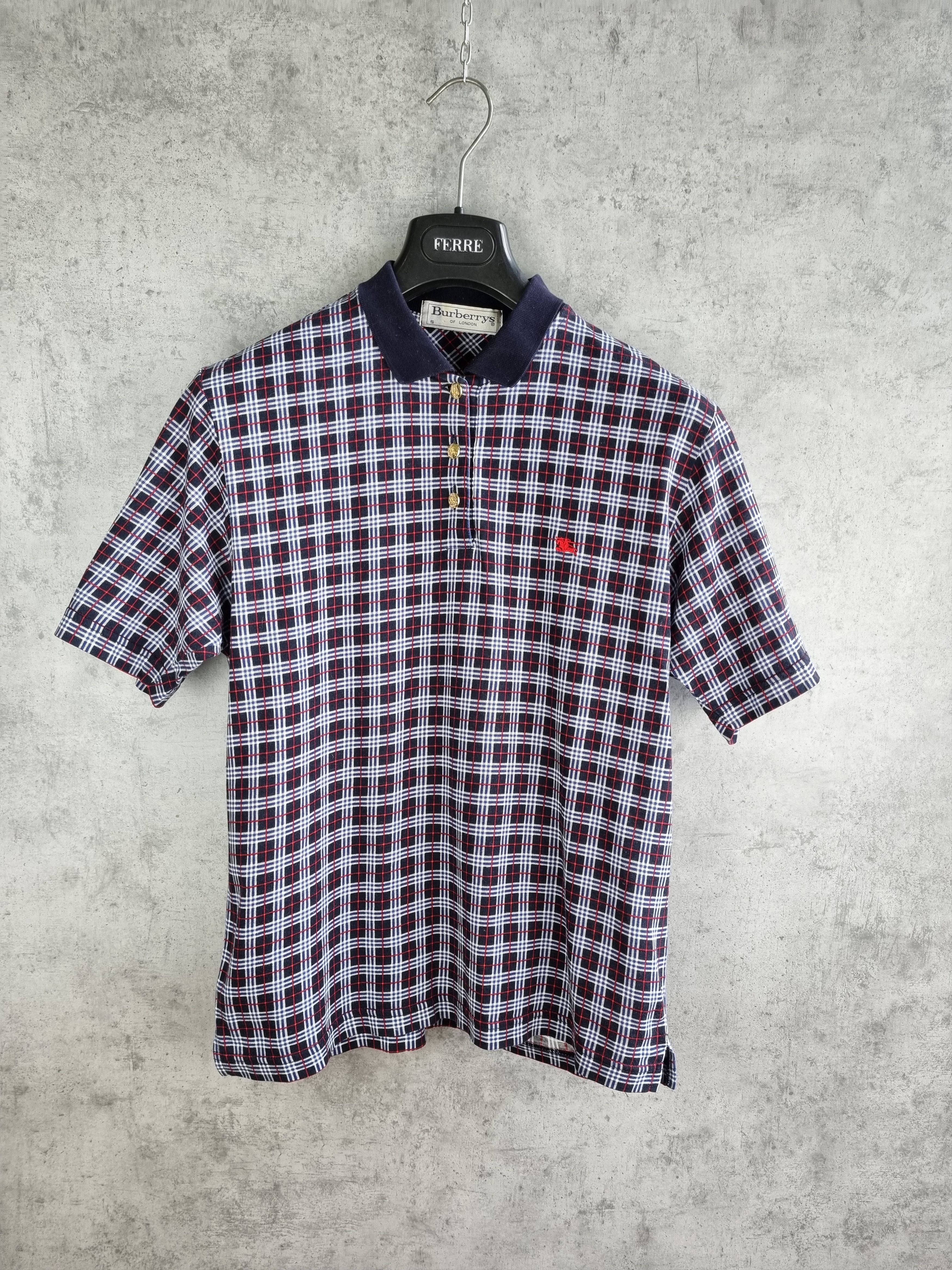 Burberry × Burberry Prorsum × Vintage 80s Vintage Burberrys Polo Tee Plaid Shirt in blue Size US S / EU 44-46 / 1 - 12 Thumbnail