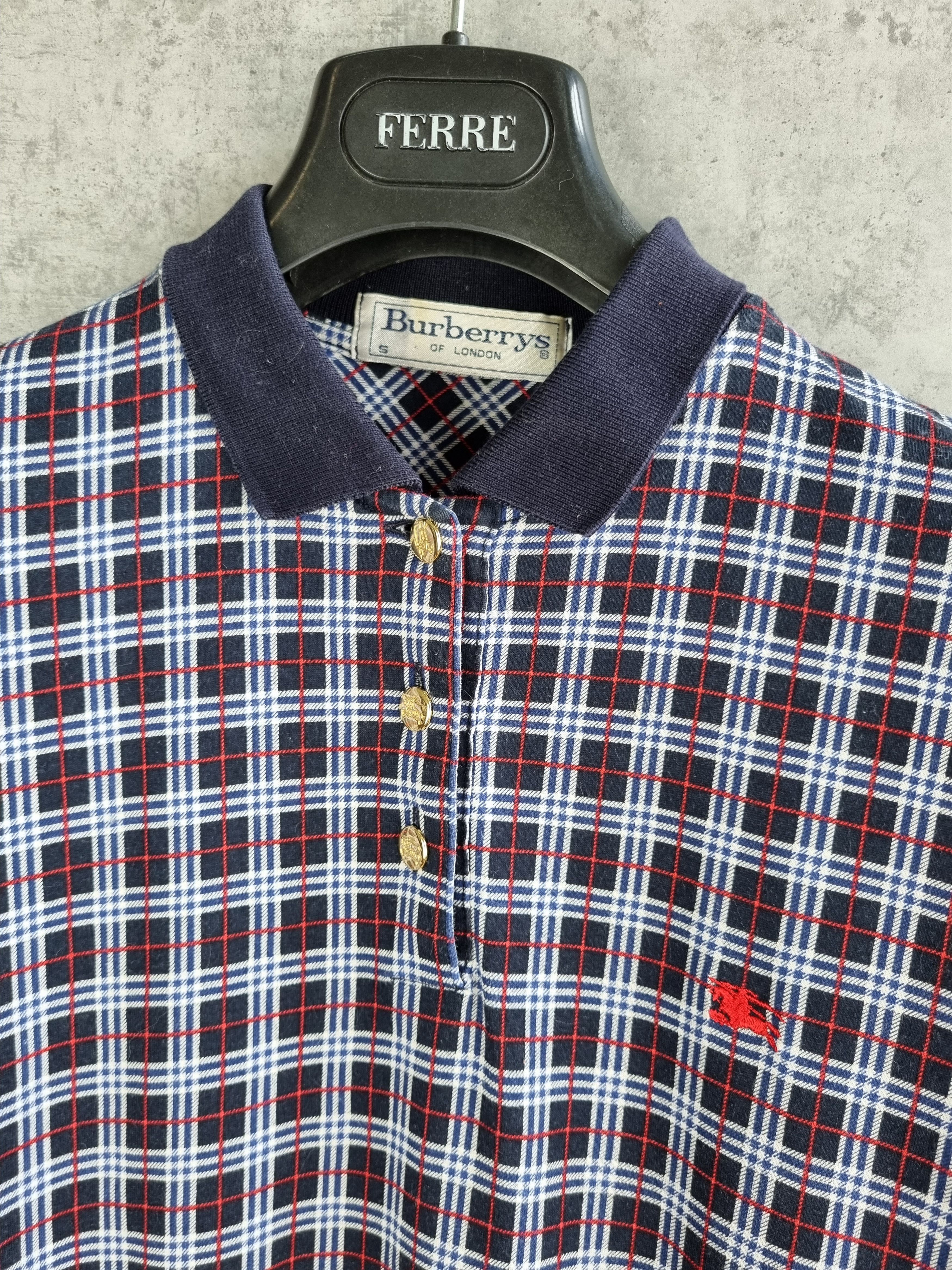Burberry × Burberry Prorsum × Vintage 80s Vintage Burberrys Polo Tee Plaid Shirt in blue Size US S / EU 44-46 / 1 - 4 Thumbnail