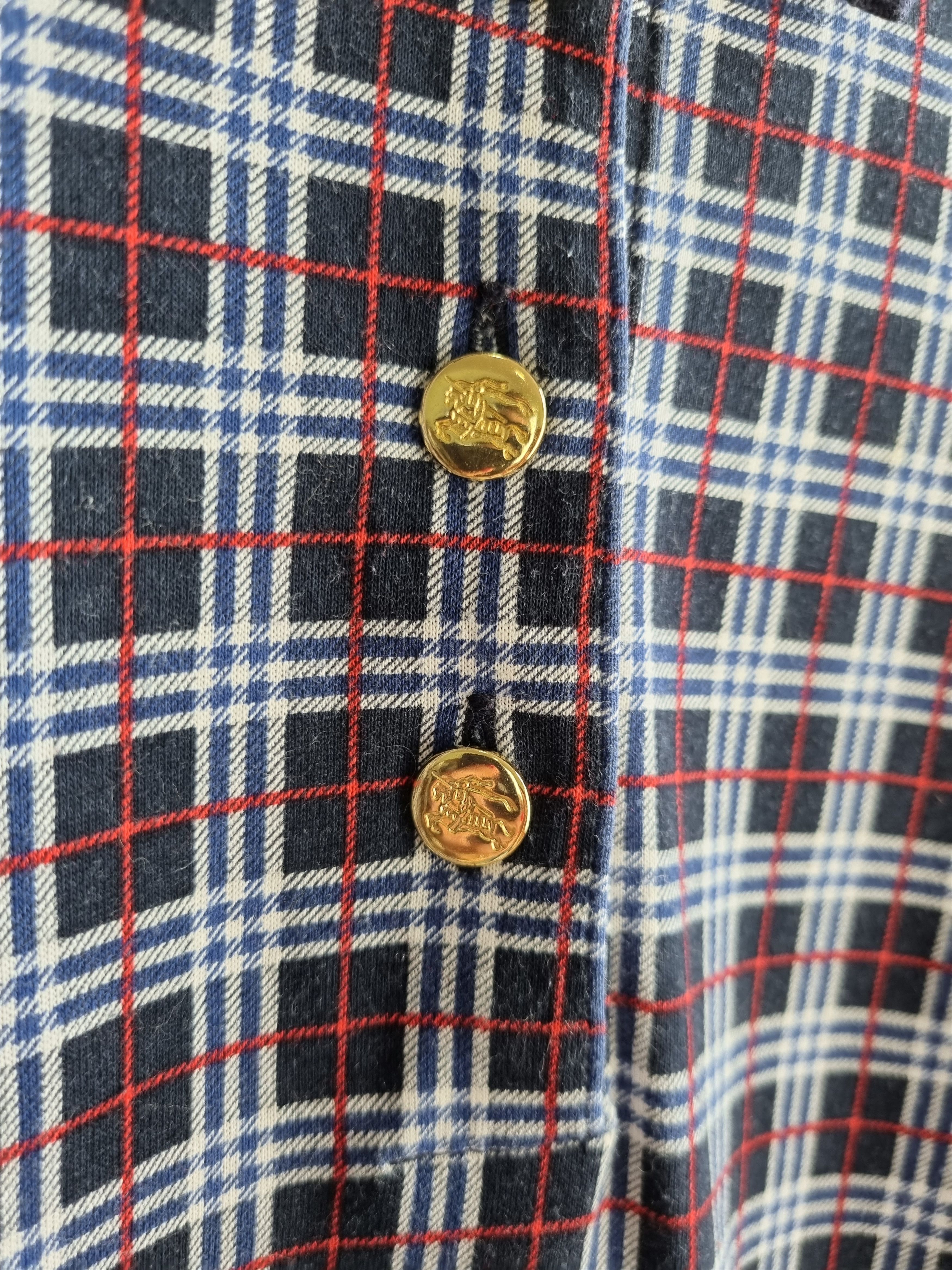 Burberry × Burberry Prorsum × Vintage 80s Vintage Burberrys Polo Tee Plaid Shirt in blue Size US S / EU 44-46 / 1 - 6 Thumbnail