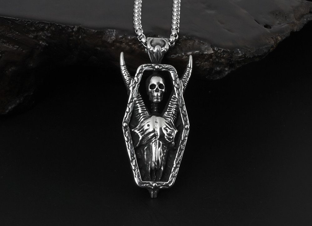 Jewelry Gothic Demon Satan Goat Skull Pendant Necklace Size ONE SIZE - 1 Thumbnail