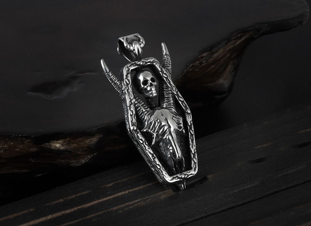 Jewelry Gothic Demon Satan Goat Skull Pendant Necklace Size ONE SIZE - 2 Thumbnail