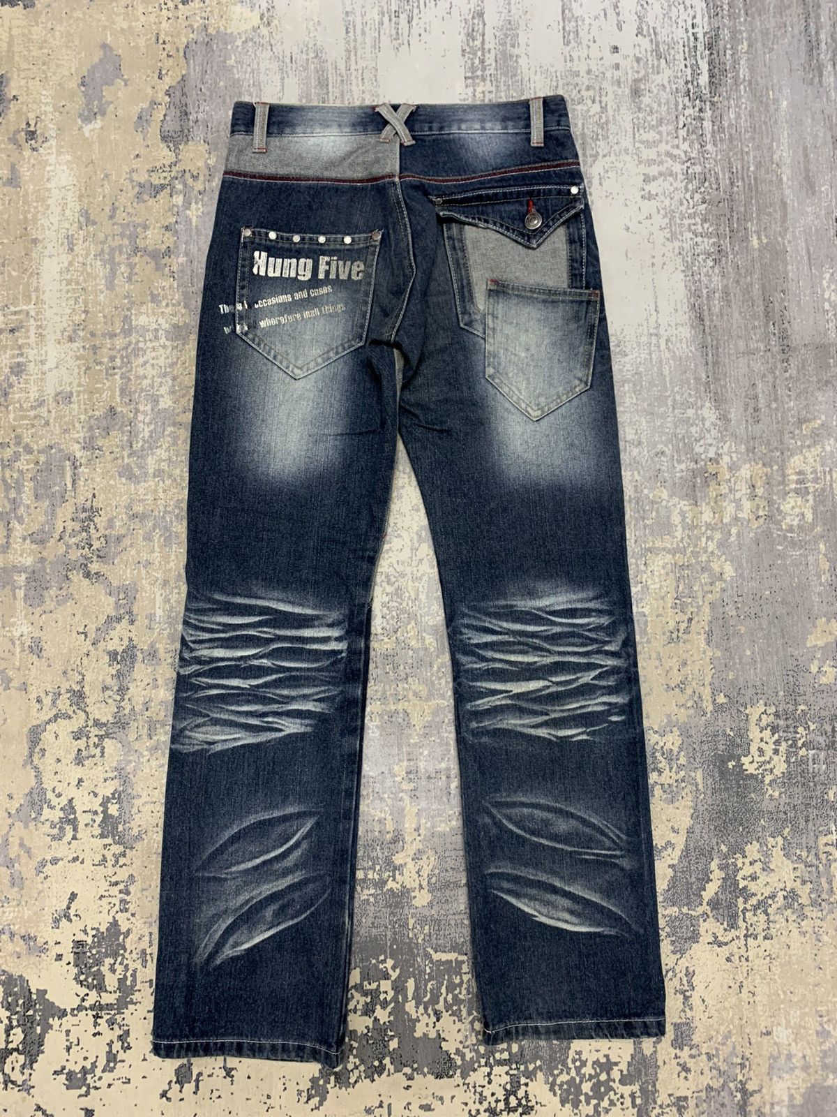 If Six Was Nine Japanese Poem Paddling Clawmark Denim Jeans 30x32.5 Size US 30 / EU 46 - 9 Thumbnail