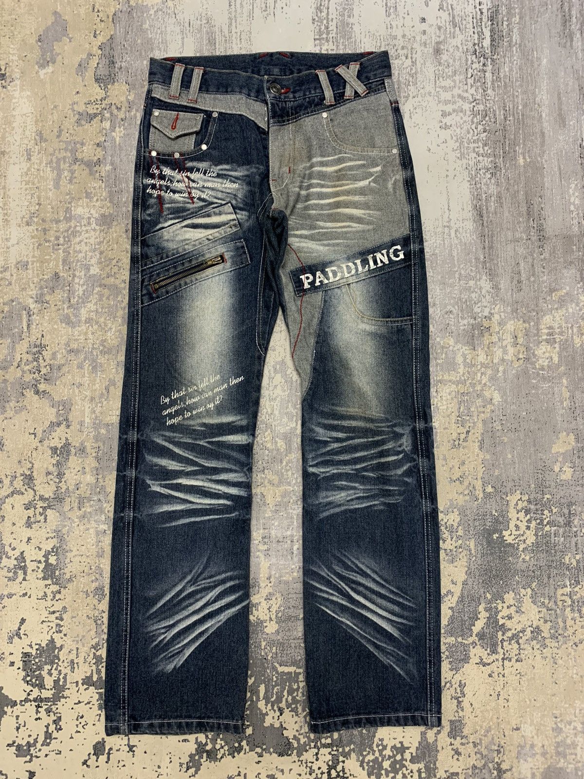If Six Was Nine Japanese Poem Paddling Clawmark Denim Jeans 30x32.5 Size US 30 / EU 46 - 1 Thumbnail