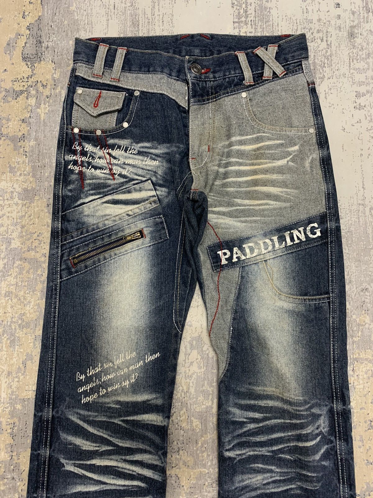 If Six Was Nine Japanese Poem Paddling Clawmark Denim Jeans 30x32.5 Size US 30 / EU 46 - 2 Thumbnail